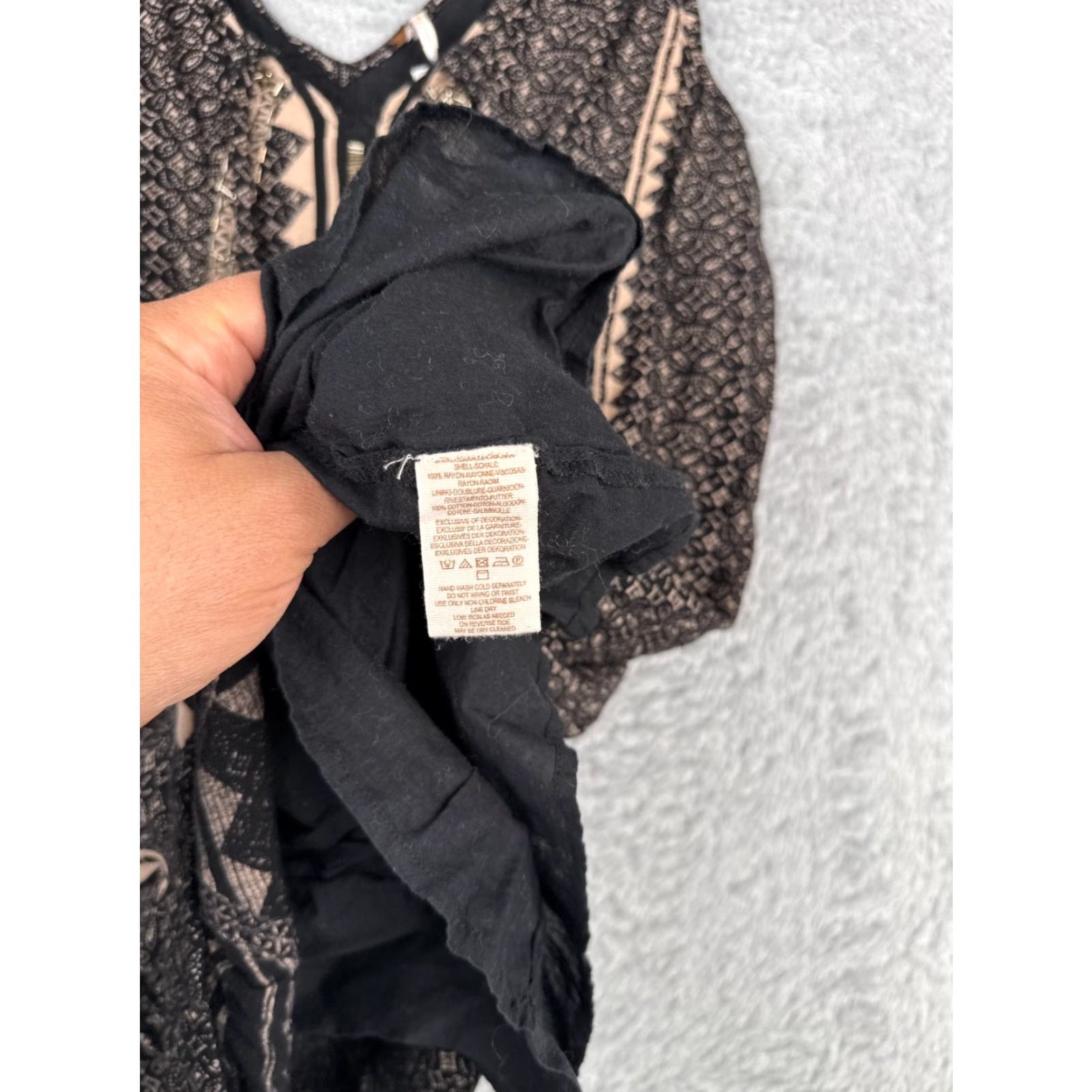 Free People VINTAGE Free People Women's Mini Dress Black Snake Beaded & Embroidered Casual Party Travel Nightwear M Size M / US 6-8 / IT 42-44 - 7 Thumbnail