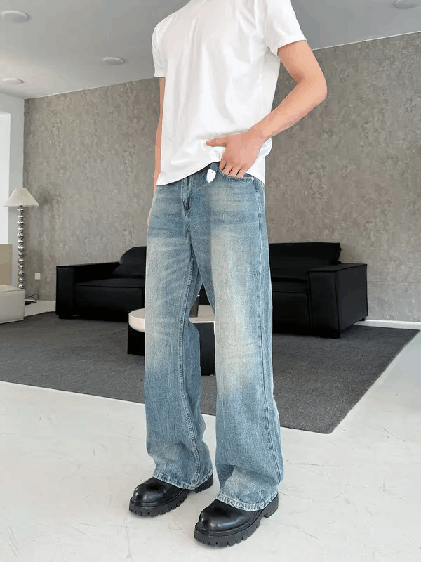 Jean Kobayashi x Reia Blue Washed Wide Leg Jeans Size US 30 / EU 46 - 1 Thumbnail