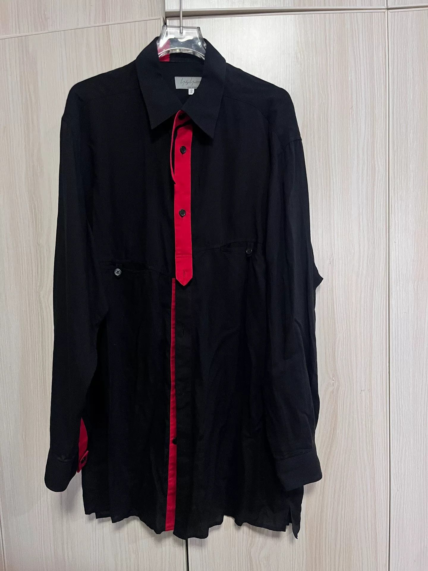 Yohji Yamamoto Yohji Yamamoto Red Black Collar Shirt Size US M / EU 48-50 / 2 - 1 Thumbnail