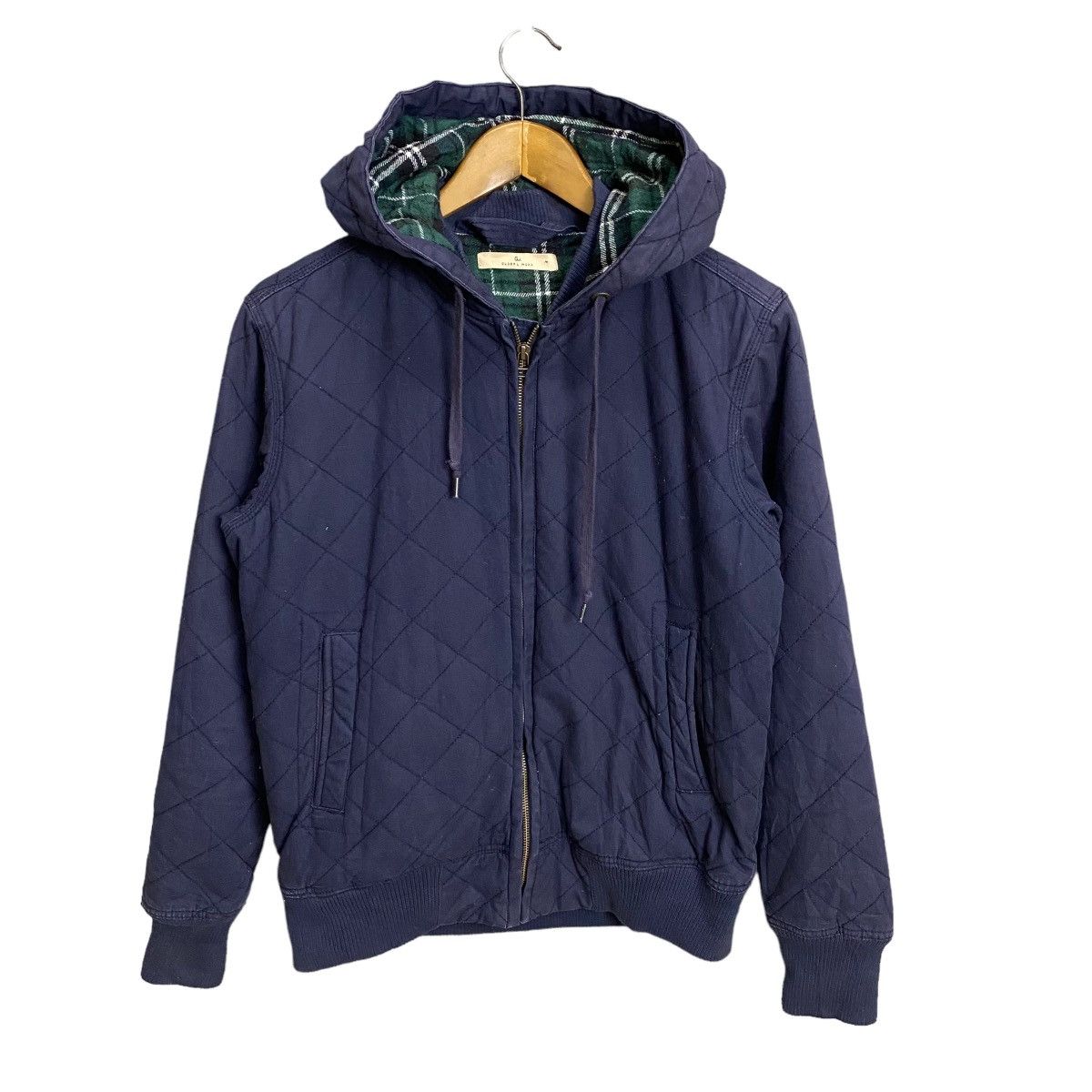 image of Global Work Quilted Bomber Hoodie Jacket in Blue, Men's (Size Medium)