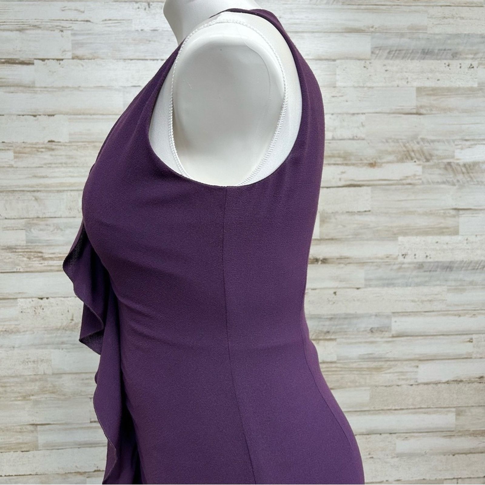 Elie Tahari Elie Tahari Ruffle Wool Blend Sheath Dress Size 8 Purple Size M / US 6-8 / IT 42-44 - 6 Thumbnail