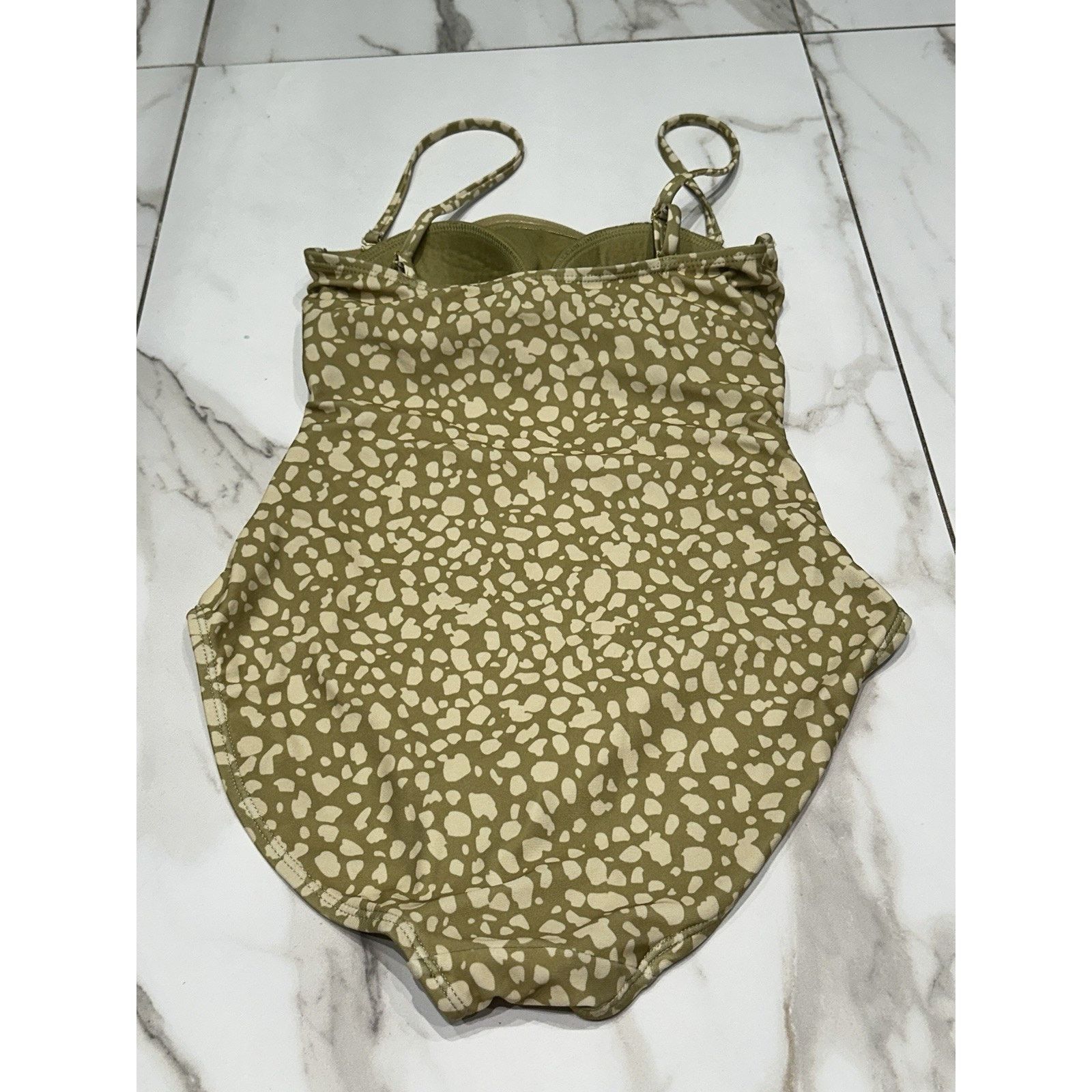 Primark Primark One Piece Bandeau Control Green Dot Print Swimsuit Size ONE SIZE - 8 Thumbnail