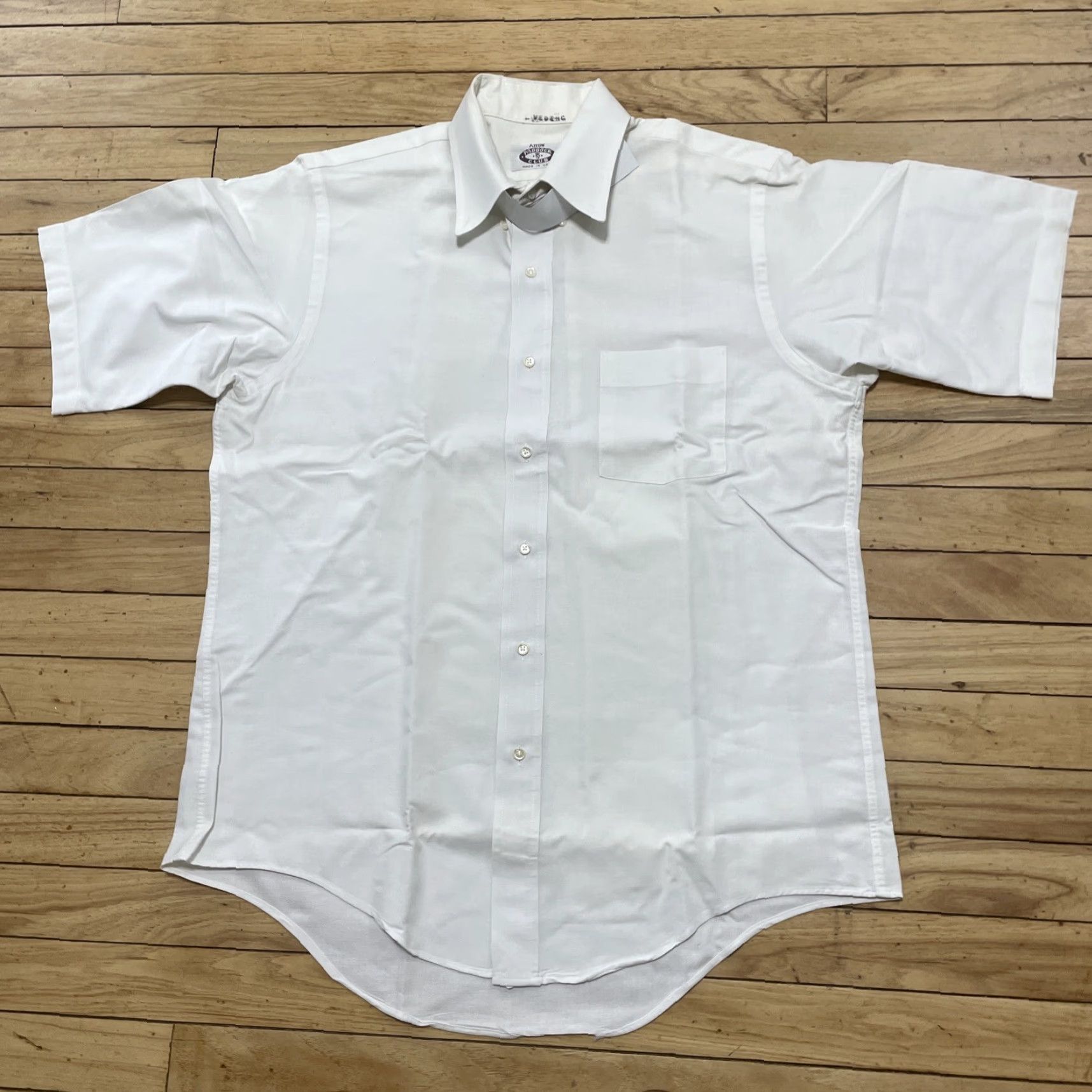 Arrow VINTAGE Arrow paddock club Men Shirt White 16.5 34 USA Short Sleeve Button-Up Collared Pocketed Oxford Cotton Regular 100% Cotton Mens Size US M / EU 48-50 / 2 - 2 Thumbnail