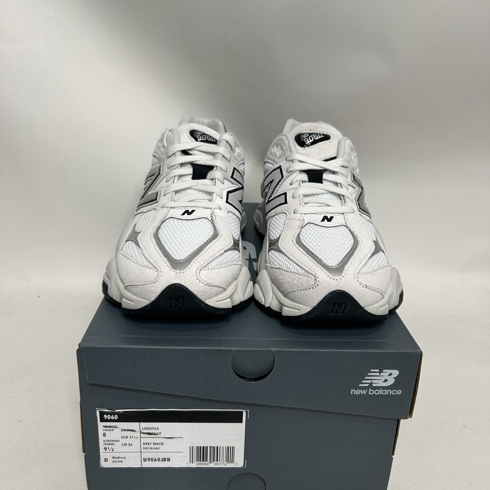 New Balance New Balance 9060 'White Black Metallic Silver' U9060JRB Size US 8 / EU 41 - 2 Thumbnail