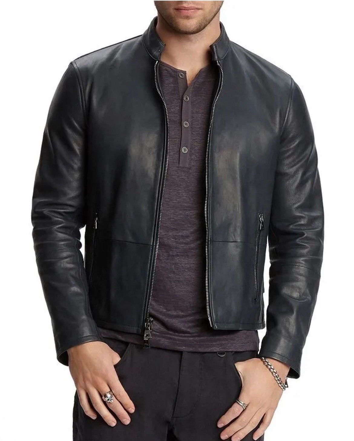 John Varvatos Zip Front Biker Jacket. 52 Size US L / EU 52-54 / 3 - 15 Thumbnail