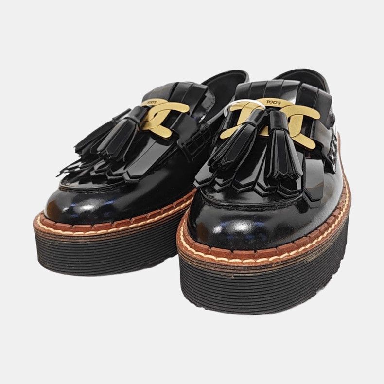 Tod's TOD'S Black Leather Sporty Casual Shoes Size US 8 / IT 38 - 1 Thumbnail