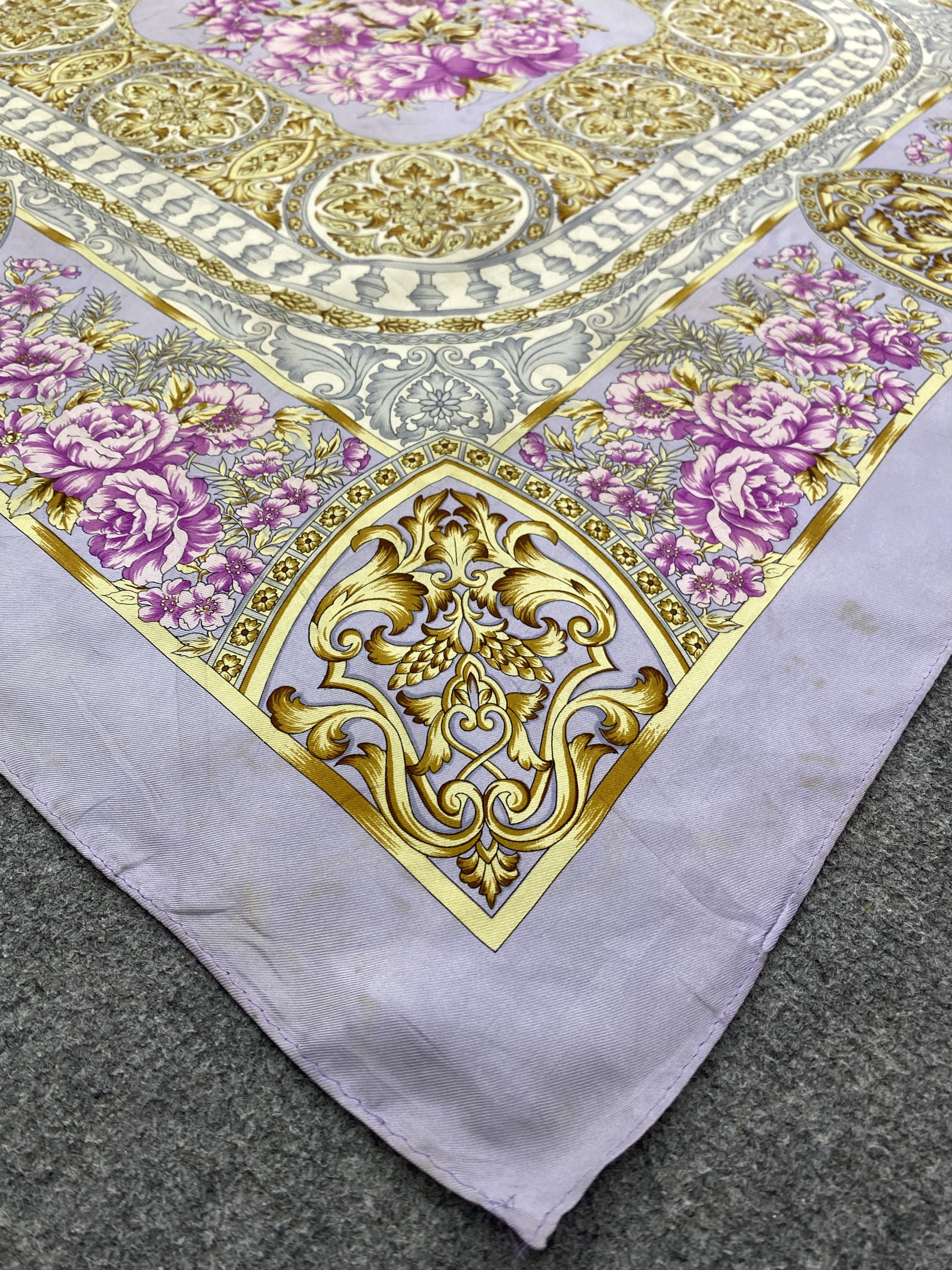 Japanese Brand Vintage Japanese Brand Floral Silk Scarf SN0166 Size ONE SIZE - 6 Thumbnail