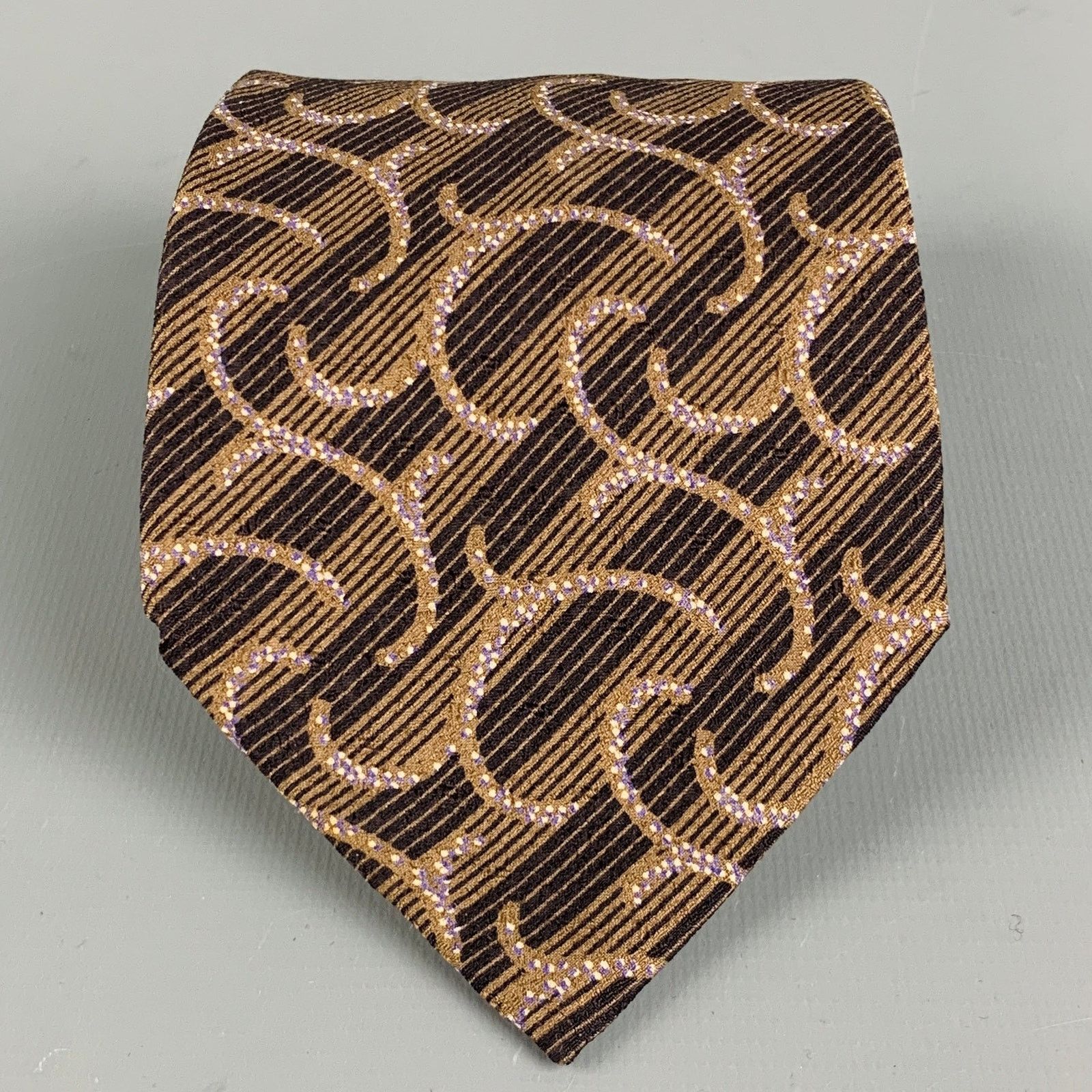 Giorgio Armani GIORGIO ARMANI Brown Swirls Silk Tie Size ONE SIZE - 1 Thumbnail
