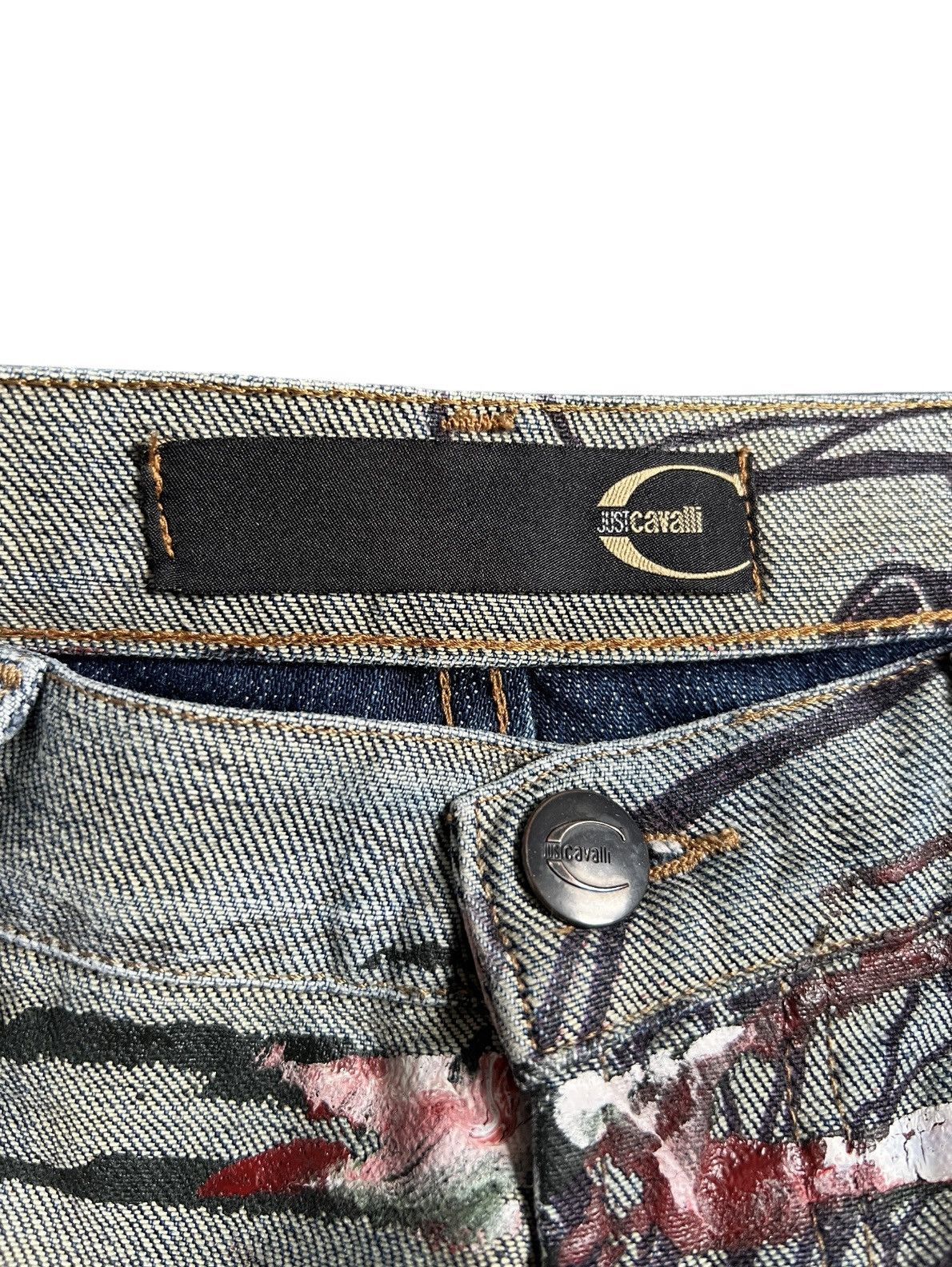 Just Cavalli VINTAGE ROBERTO CAVALLI TRIBAL FLOWER JEANS y2k art pants Size 28" / US 6 / IT 42 - 4 Thumbnail