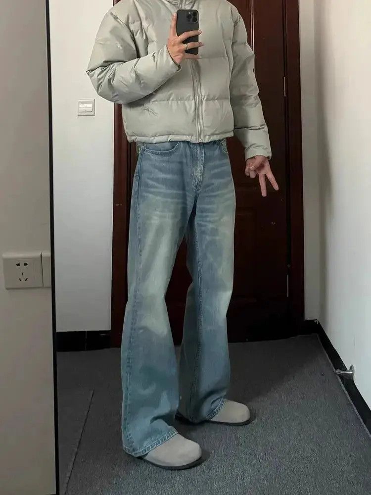 Japanese Brand Retro loose washed micro flared jeans Size US 32 / EU 48 - 2 Thumbnail