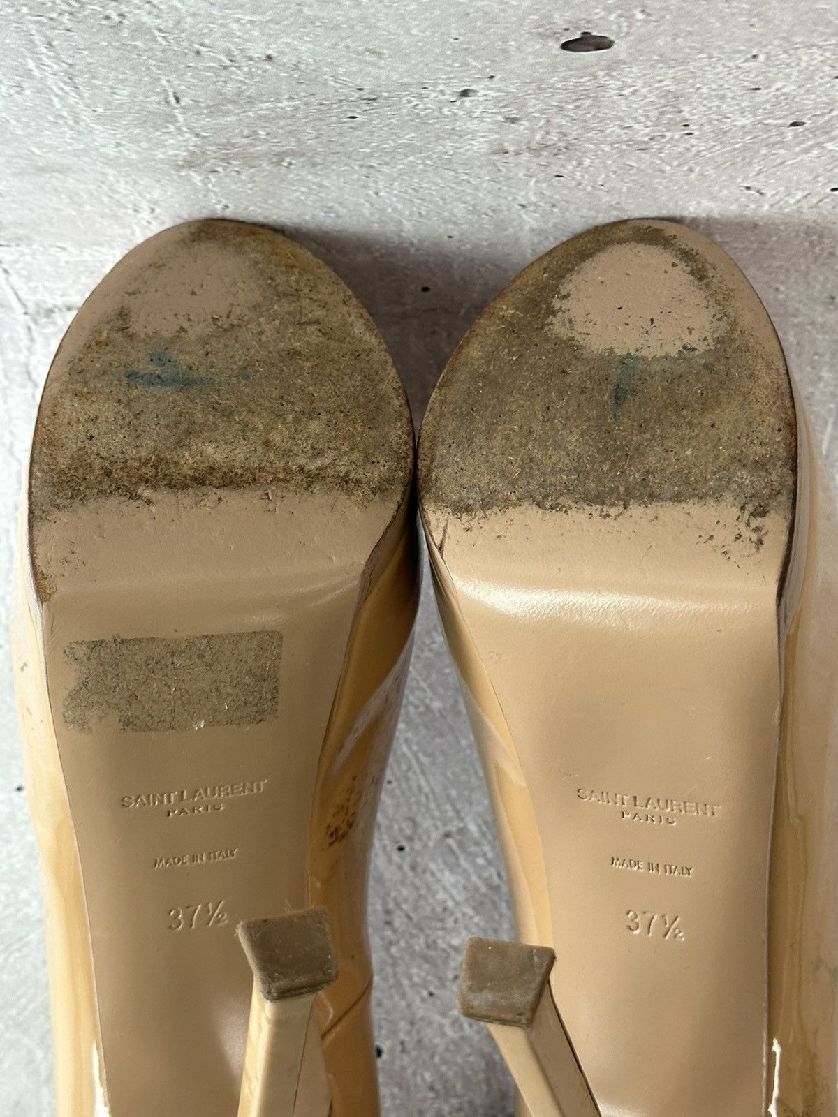 Saint Laurent Paris Saint Laurent Beige Patent Leather Made in Italy Heels Size US 7.5 / IT 37.5 - 22 Thumbnail