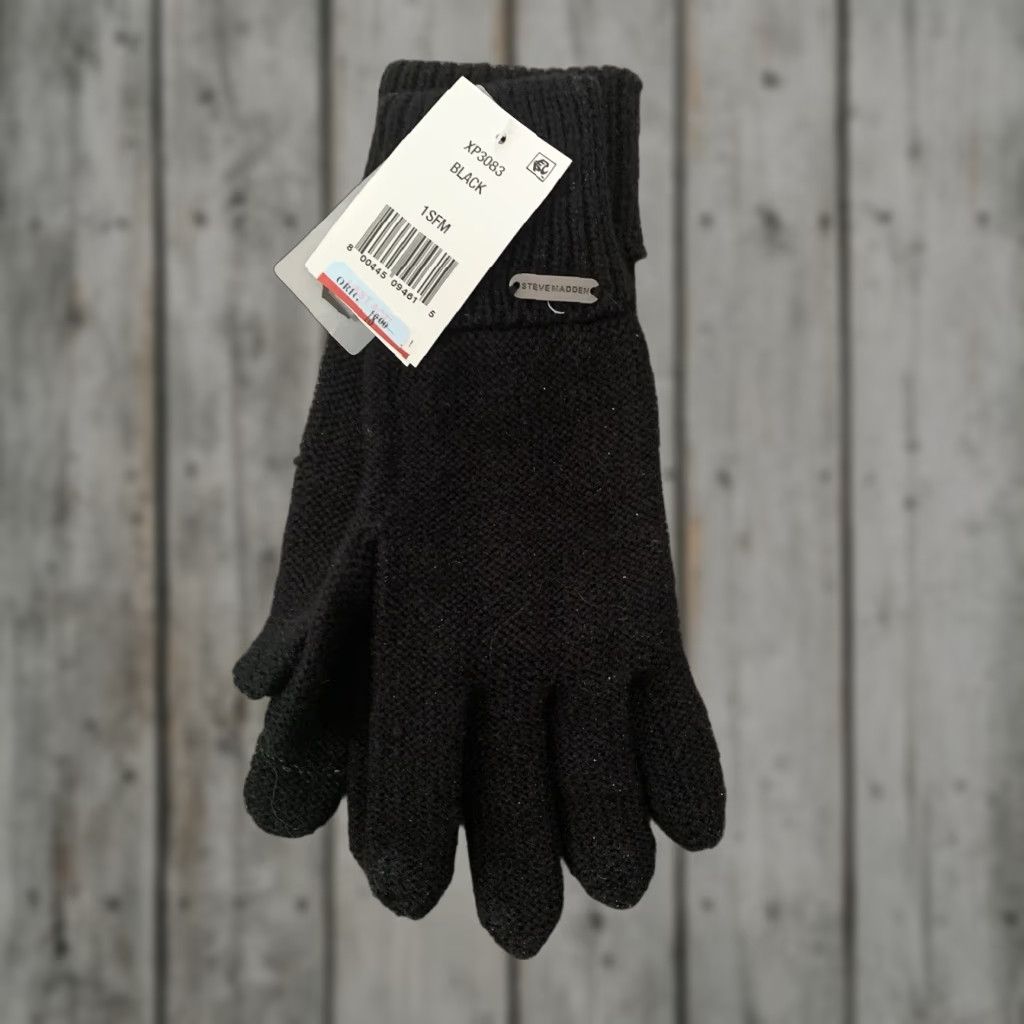 Steve Madden Steve Madden Gloves Womens One Size Black Zigzag EZ Tap Touchscreen NEW Macys Size ONE SIZE - 1 Thumbnail