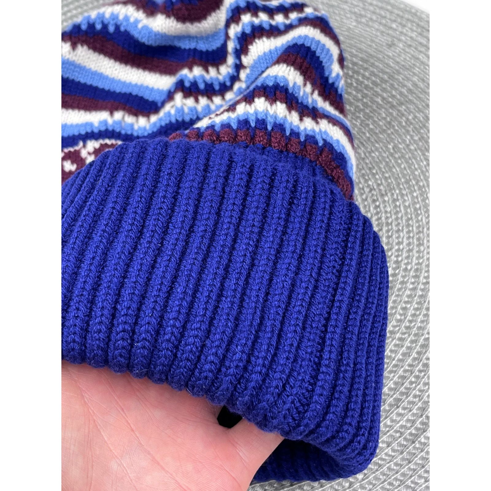 Miu Miu × Prada Prada Striped Intarsia Knit Logo Beanie Hat cashmere Italy Size ONE SIZE - 3 Thumbnail