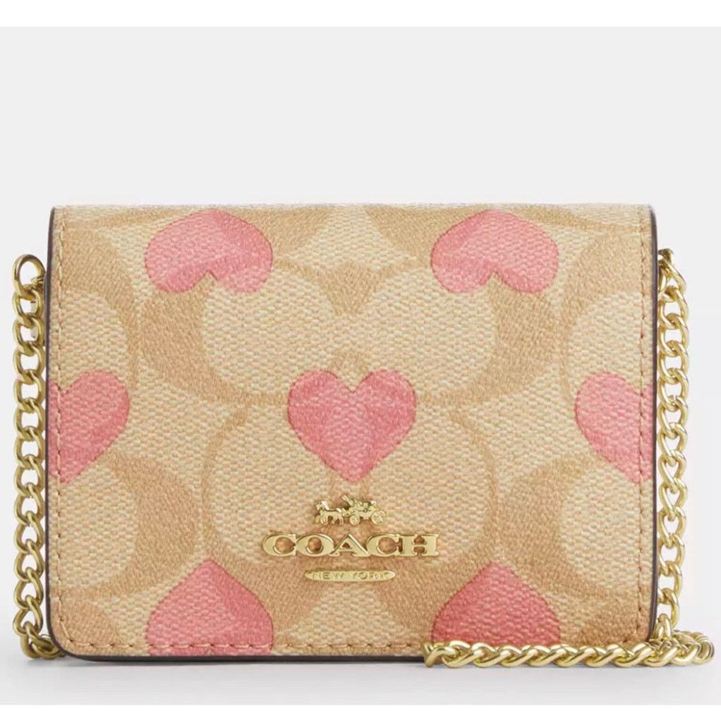 Coach Coach Mini Wallet On A Chain In Signature Canvas Heart Print Size ONE SIZE - 2 Thumbnail
