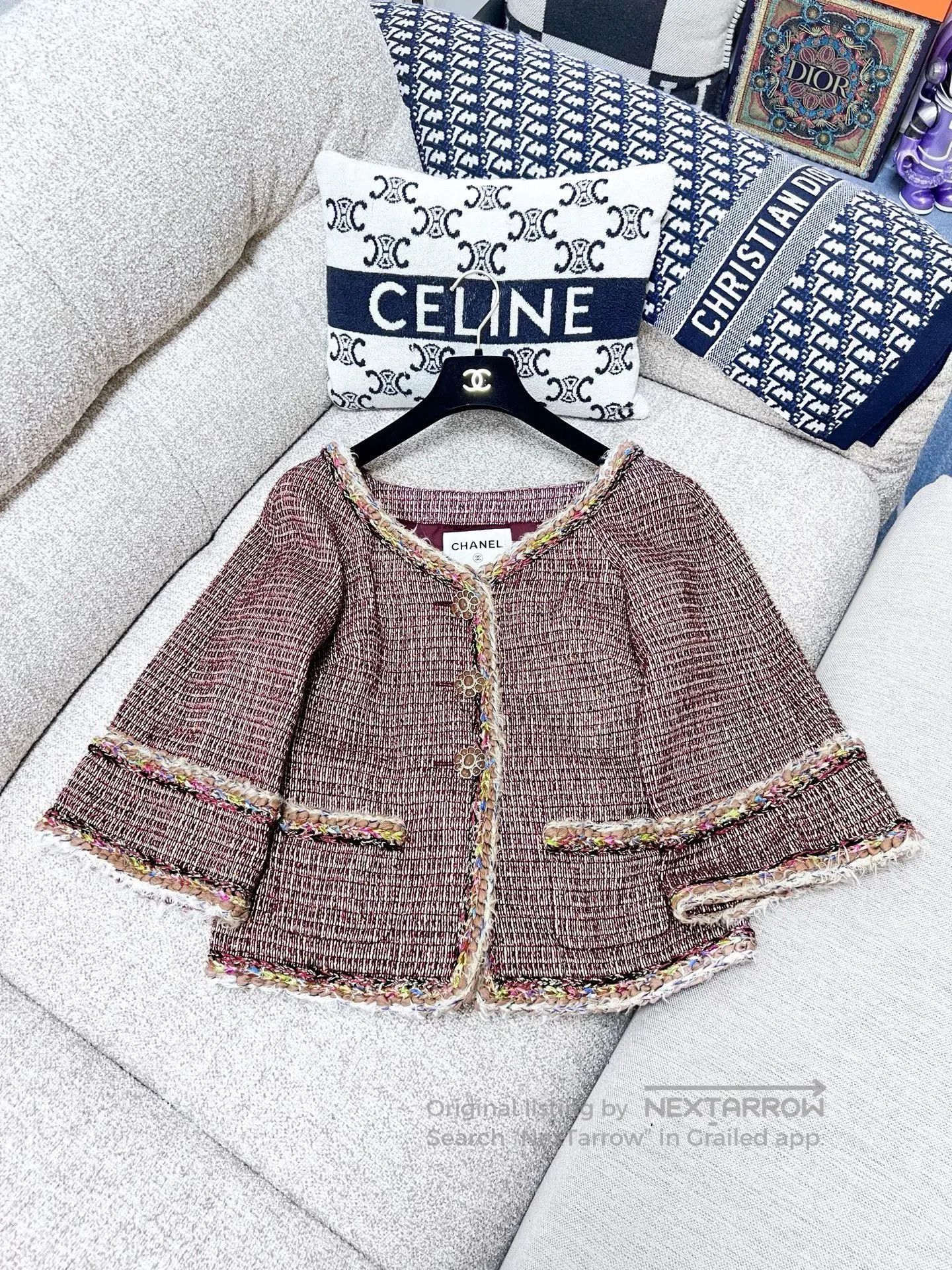 Chanel Chanel Red Tweed Glass Button Jacket. Size US XS / EU 42 / 0 - 3 Thumbnail