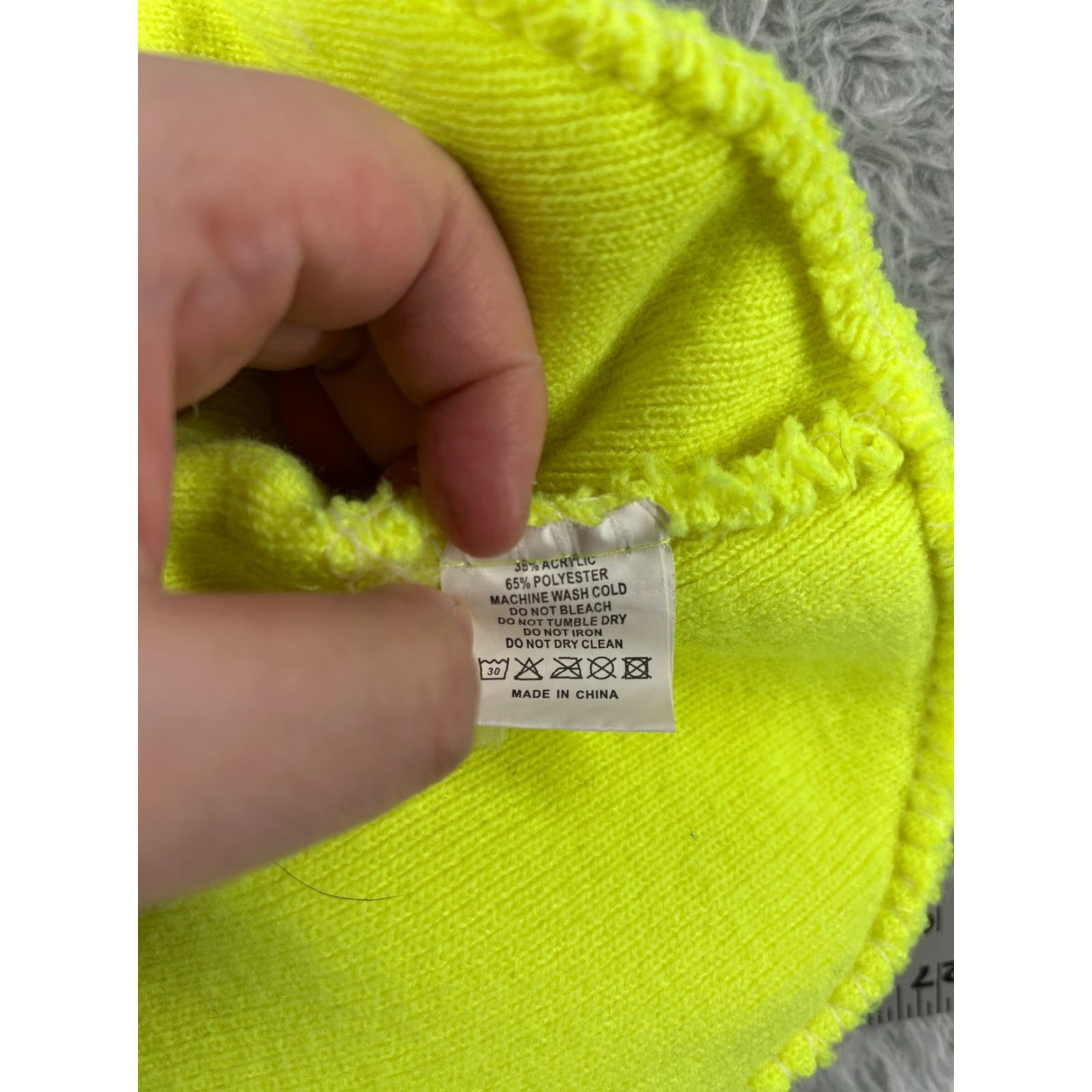 Vintage Beanie Toque Adult One Size Neon Yellow Knit Acrylic Poly LED Holder Camp Hike Mens Size ONE SIZE - 7 Thumbnail