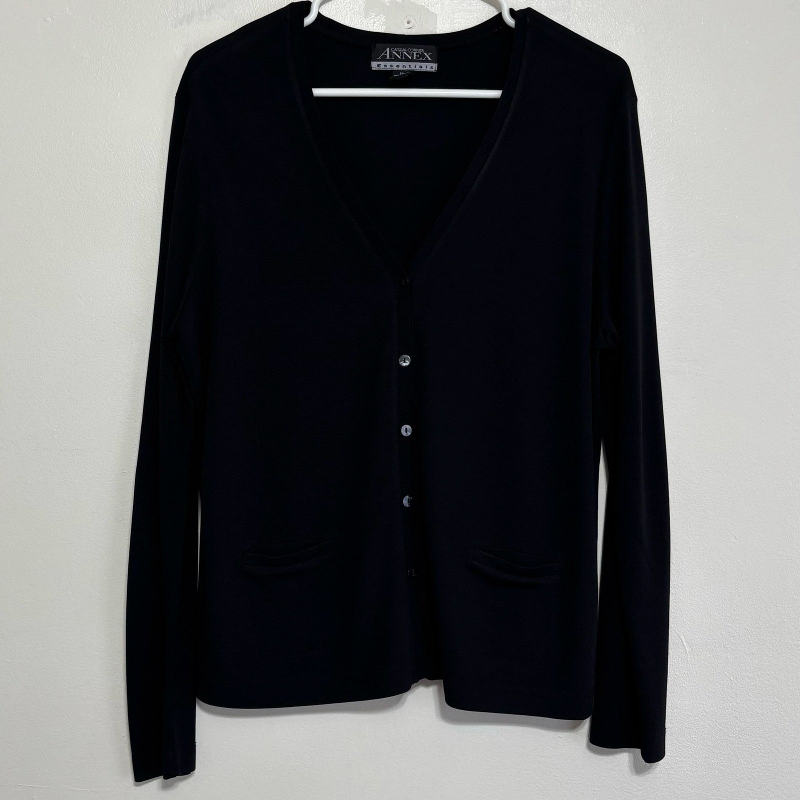 Other Casual Corner Annex Essentials Black V-neck Cardigan Size PL Size L / US 10 / IT 46 - 1 Thumbnail