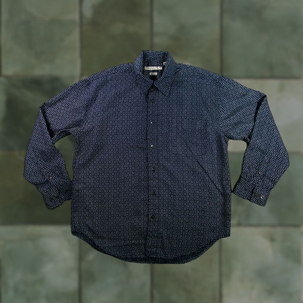 Vintage Robert Stock Shirt Men Medium Navy Geometric Button Up Casual Dress Classic Long Sleeve Button-Up Size US M / EU 48-50 / 2 - 1 Thumbnail