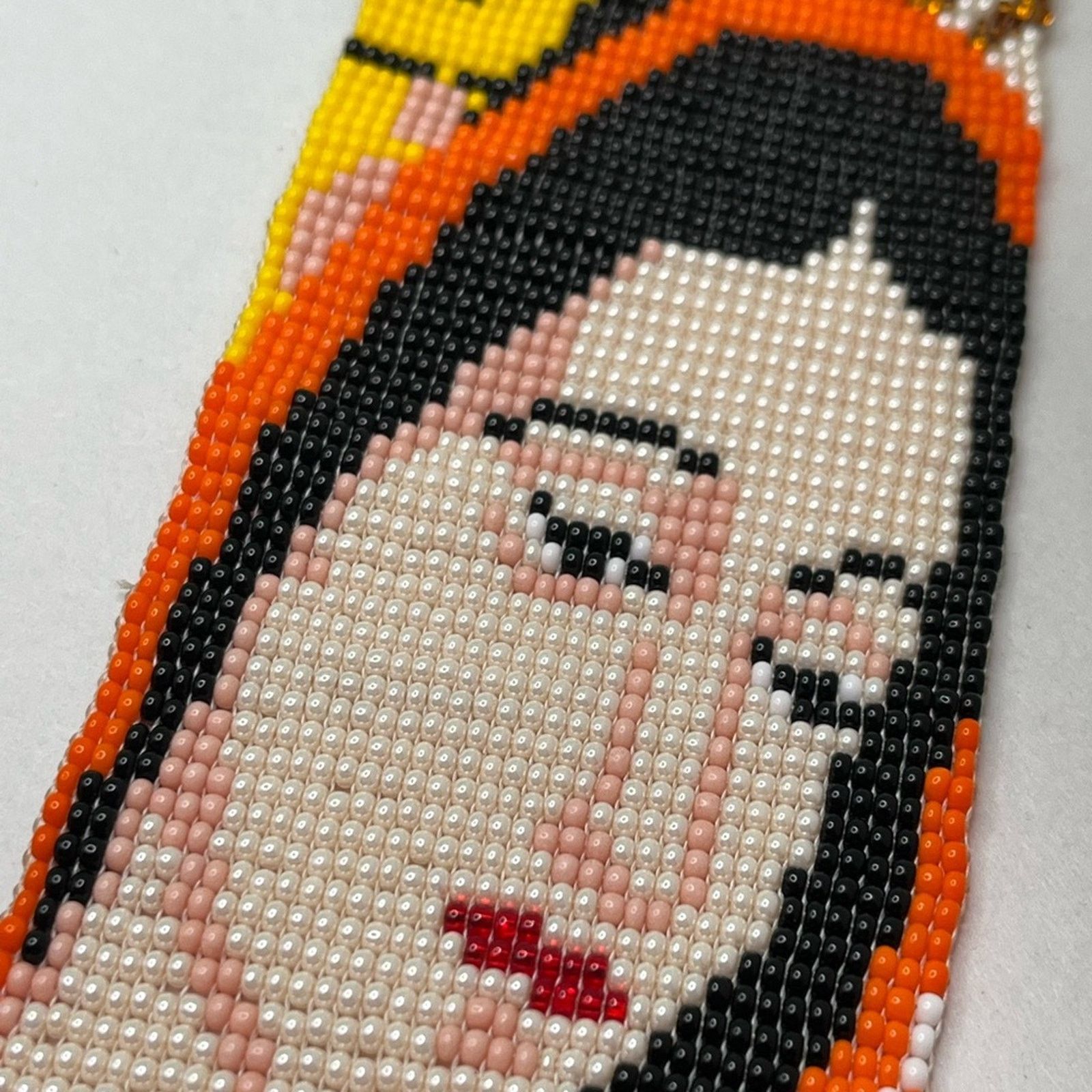 Handmade Virgin Mary Artisan Candy Skull Neon Orange beaded necklace Size ONE SIZE - 4 Thumbnail