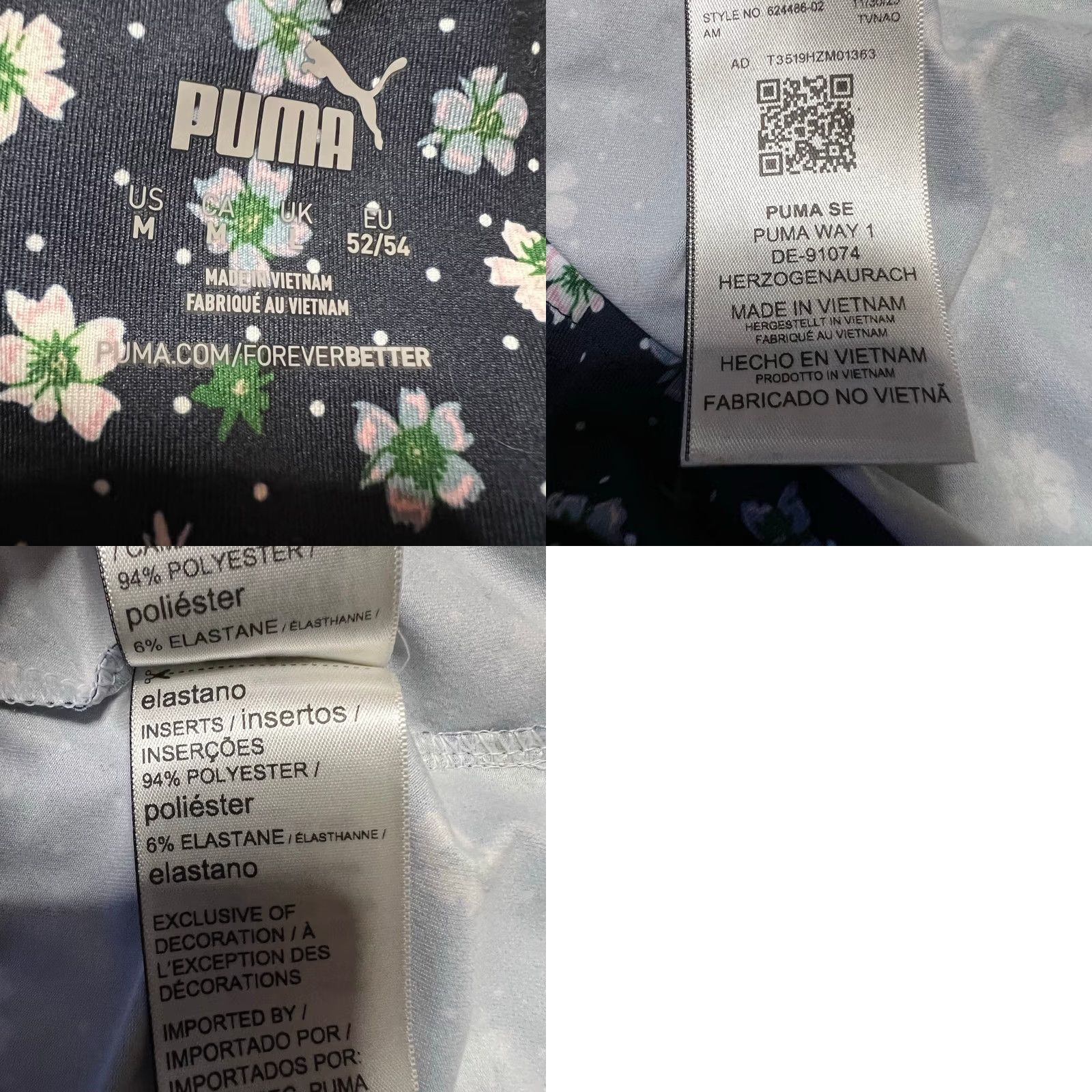 Puma Puma Polo Shirt Golf Mens Medium Blue All Over Print Floral Short Sleeve Stretch Size US M / EU 48-50 / 2 - 8 Thumbnail