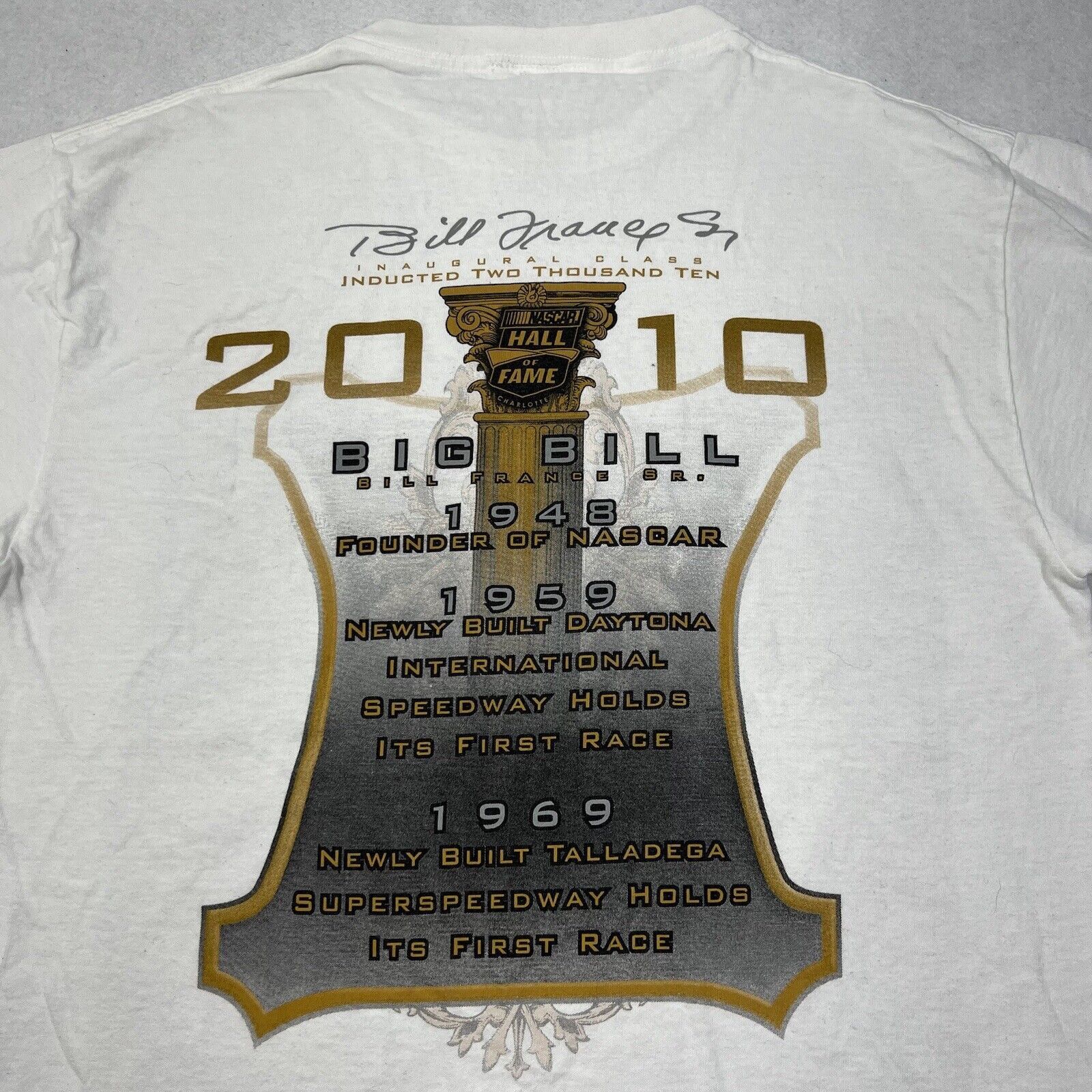 NASCAR NASCAR Bill France Sr. 2010 Hall of Fame White Graphic Tee Size US M / EU 48-50 / 2 - 10 Thumbnail