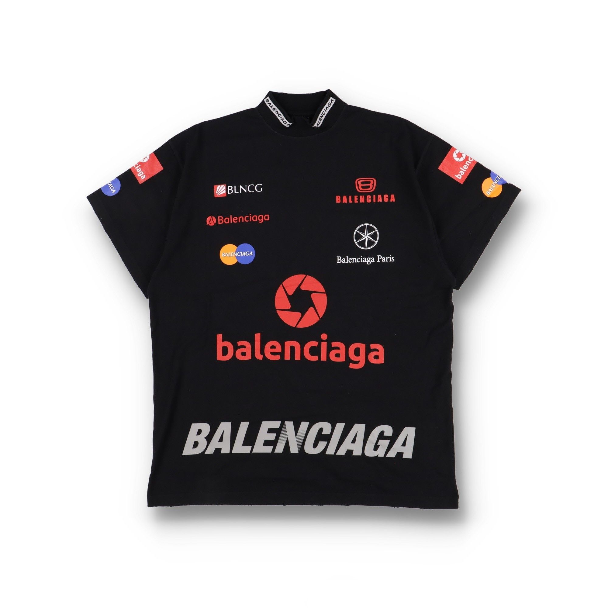 Balenciaga Black Top League Multi Logo Oversized T-Shirt Size US S / EU 44-46 / 1 - 1 Thumbnail