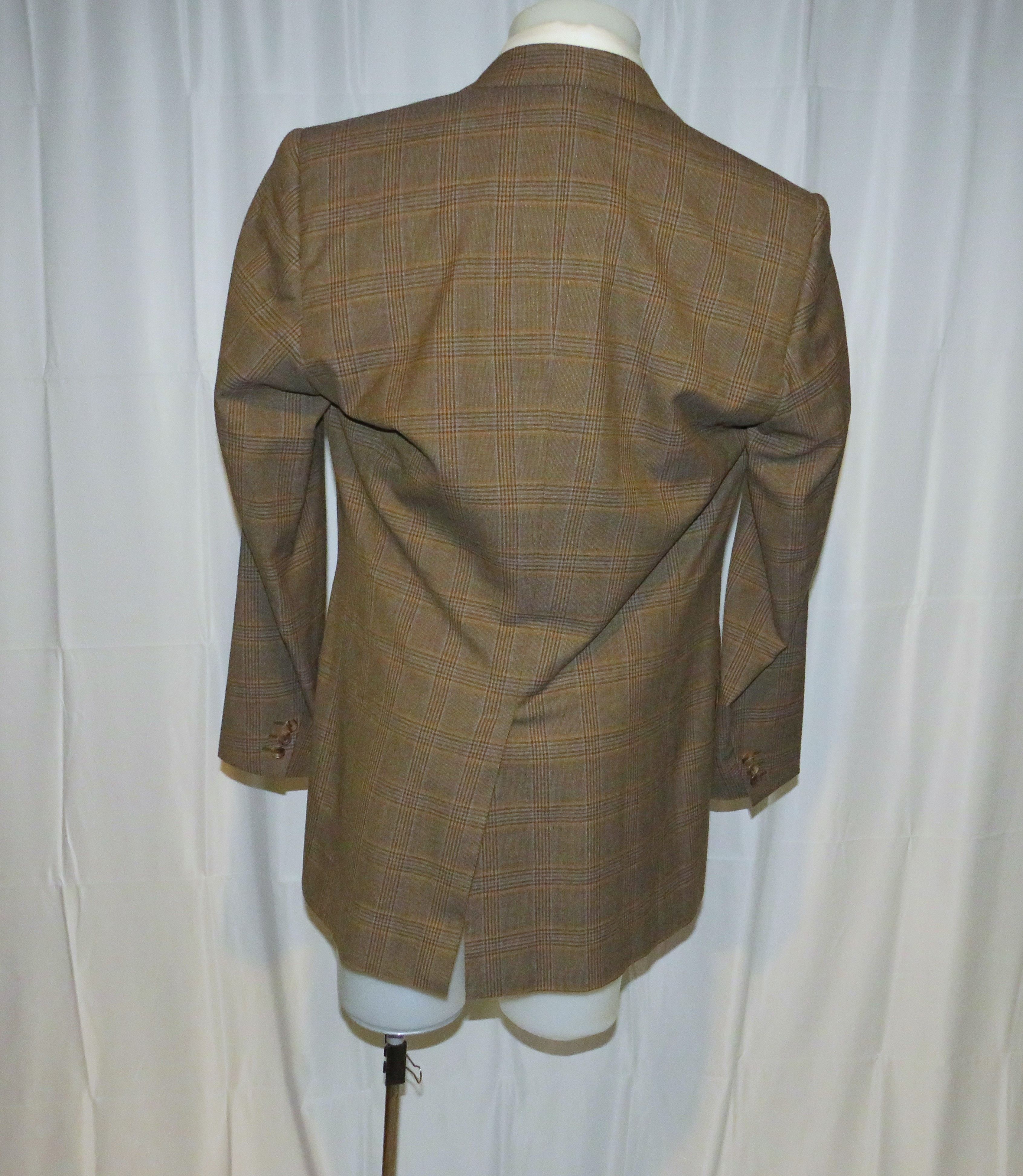 Henry Poole × Savile Row Brown Plaid Bespoke Two Button Sport Coat 40XL Size 40L - 10 Thumbnail