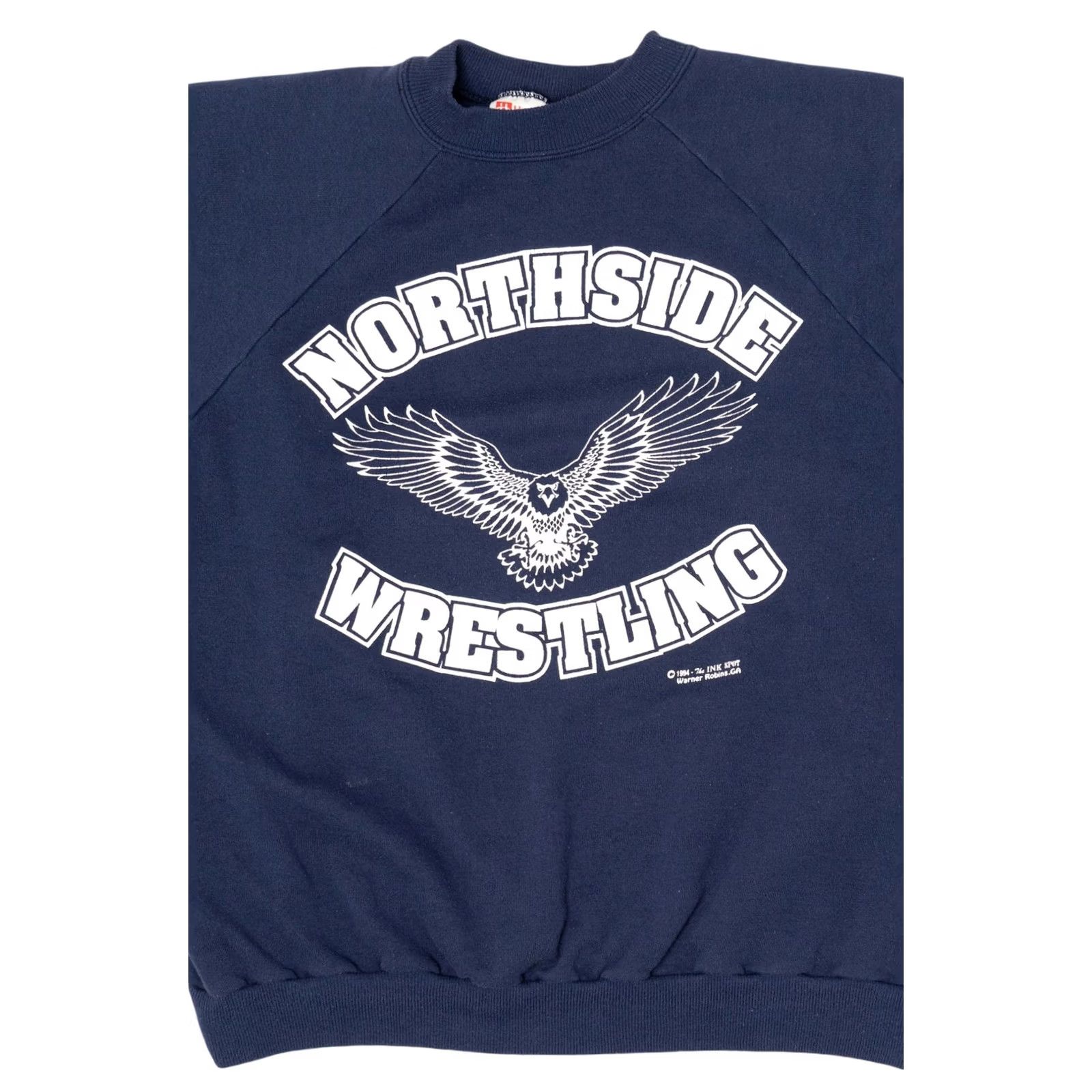 Hanes VINTAGE Northside Wrestling Raglan Sweatshirt Navy Blue 1990s XL Hanes Mens Womens Girls Boys Size US XL / EU 56 / 4 - 6 Thumbnail
