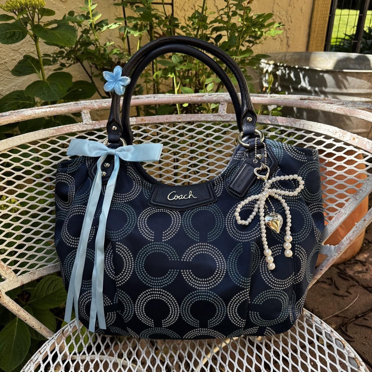 Coach Y2K Navy Coach Monogramed Tote Size ONE SIZE - 1 Thumbnail