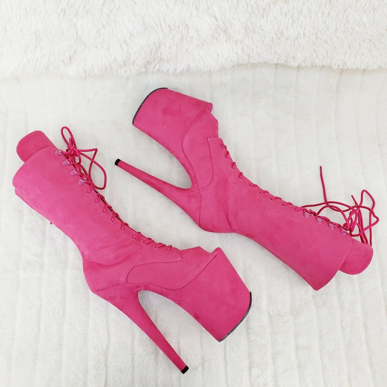 Other Flamingo 1051FS Hot Pink V Suede 8" Heel Platform Mid Calf B Size US 10 / IT 40 - 1 Thumbnail