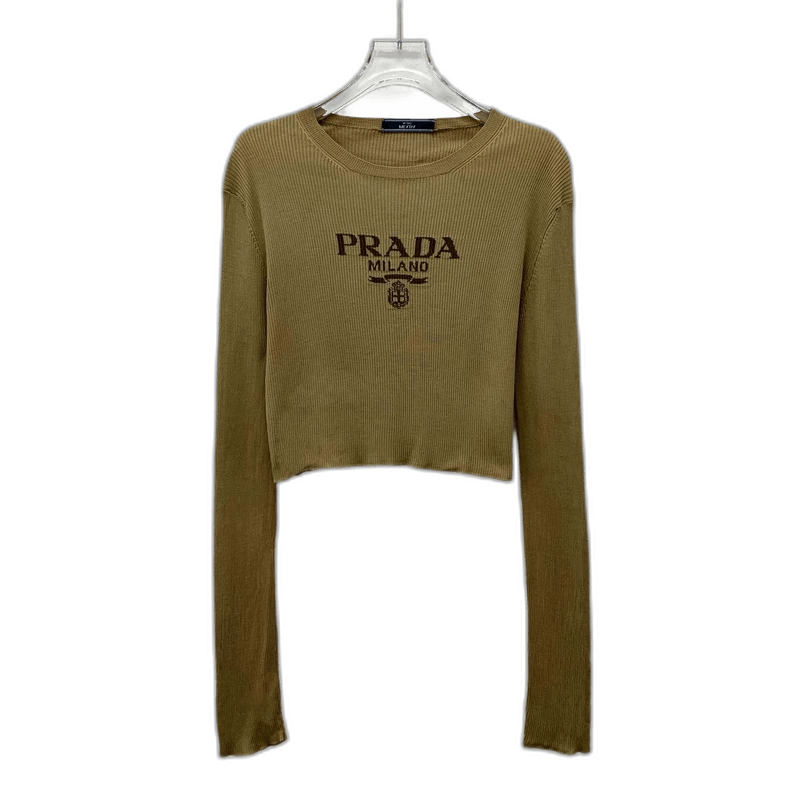 Prada Prada Brown Long Sleeve Knit Top-2506 Size L / US 10 / IT 46 - 1 Thumbnail