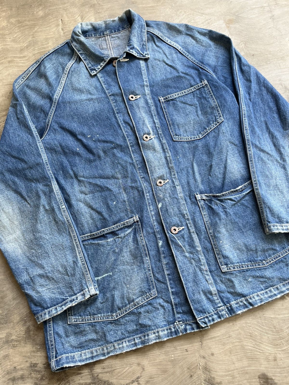 Japanese Brand Vintage faded denim chore jacket Size US L / EU 52-54 / 3 - 3 Thumbnail