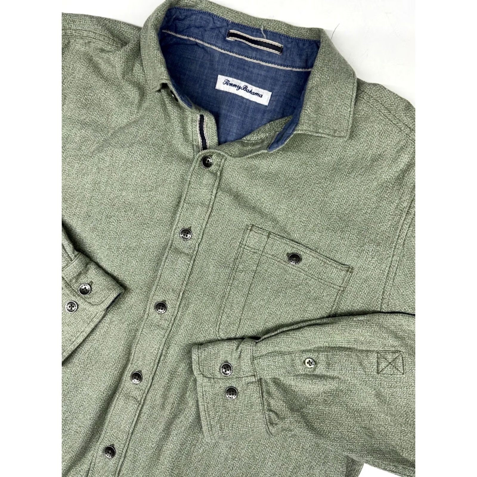 Tommy Bahama Tommy Bahama Jacket Green Overshirt Shacket Button Down Woven Lightweight Mens M Green Casual Jacket Shacket Mid-Length Windbreaker Logo Pockets Mens Size US M / EU 48-50 / 2 - 2 Thumbnail