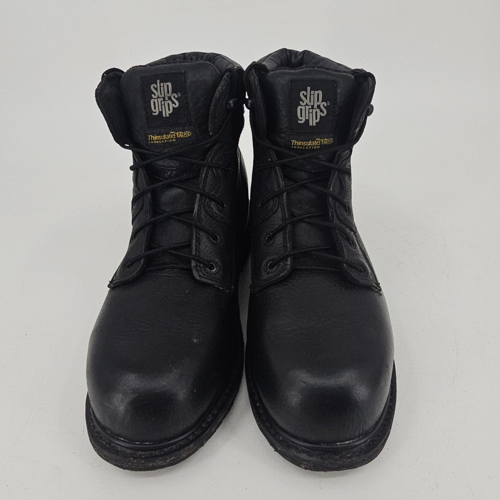 Other SlipGrips Black Leather Spider Grip Steel Toe Work Boot 12 W Size US 12 / EU 45 - 2 Thumbnail