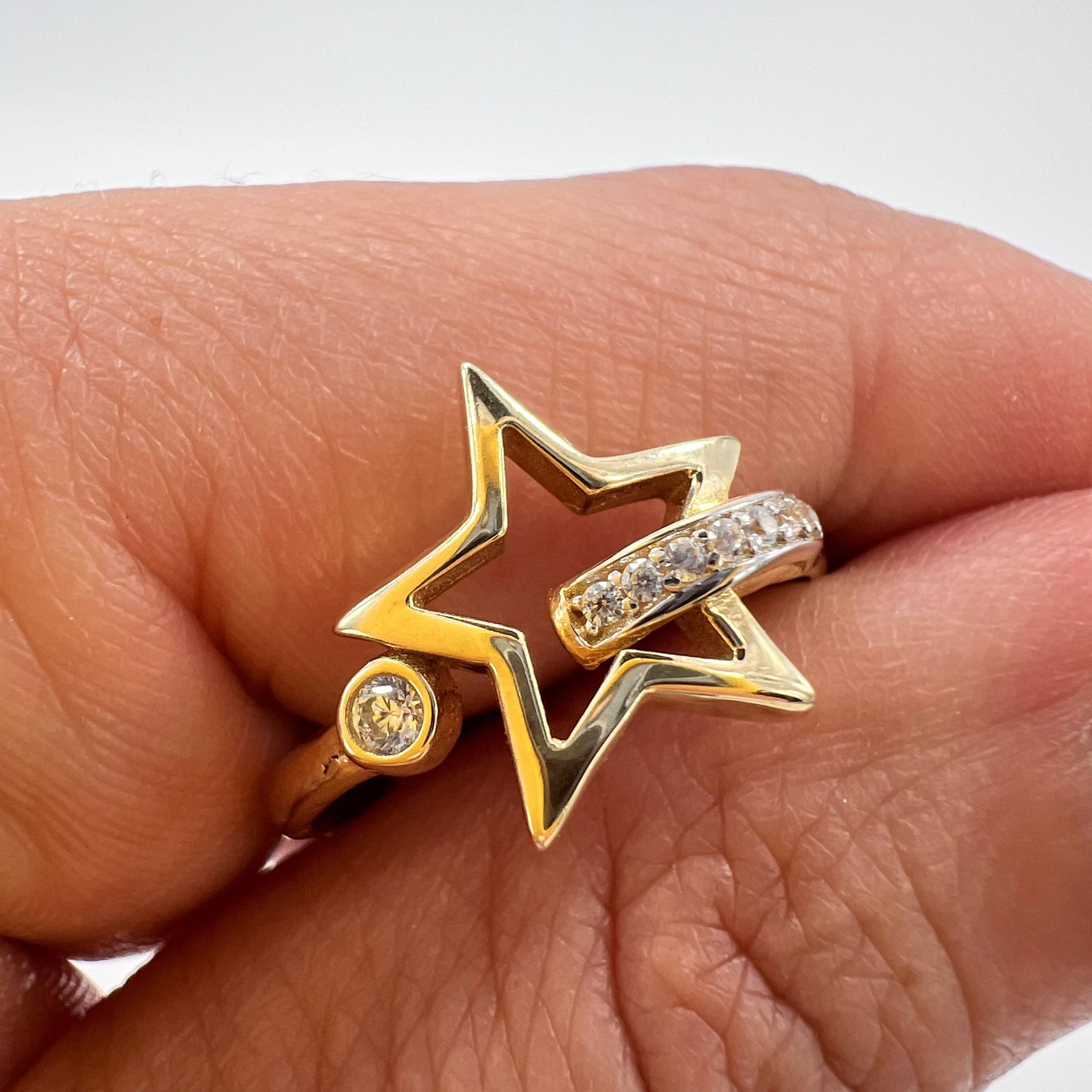 Other New 14K Solid Gold Ring Star Design Italy 2.4g Size 8 Size ONE SIZE - 8 Thumbnail