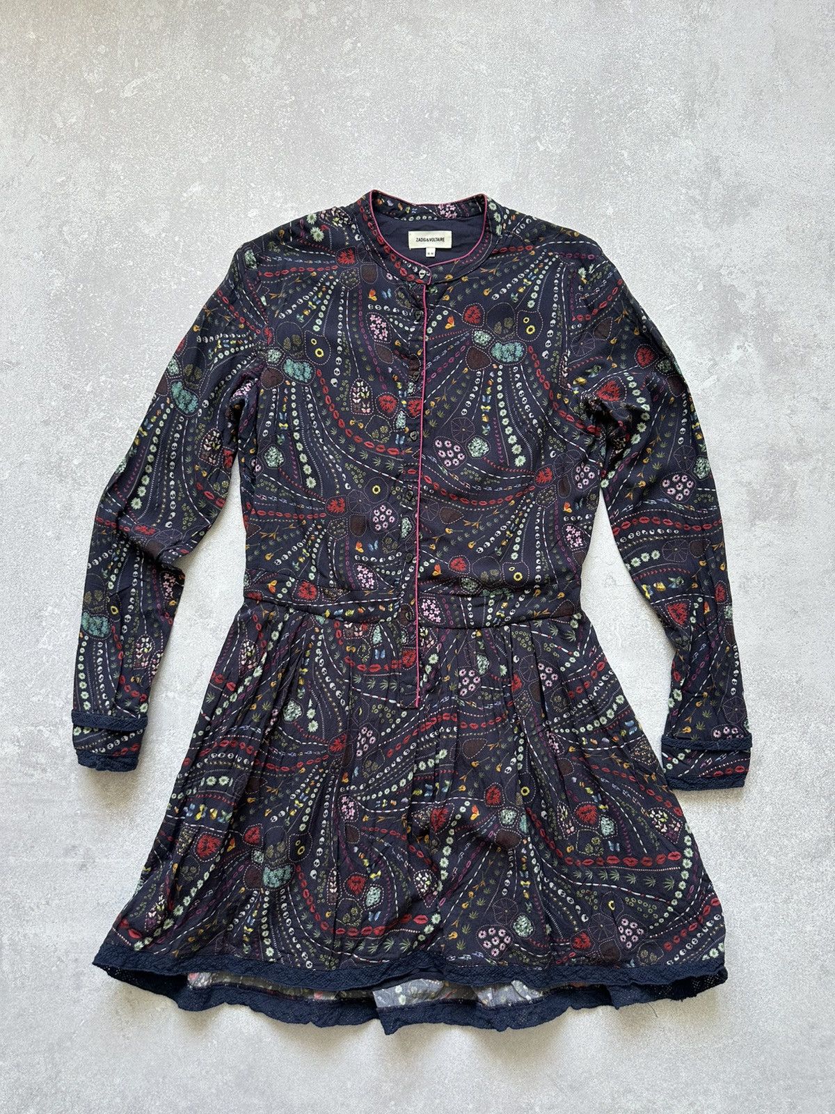 Zadig & Voltaire Zadig & Voltaire Floral Skull Print Long Sleeve Skater Dress Size M / US 6-8 / IT 42-44 - 6 Thumbnail