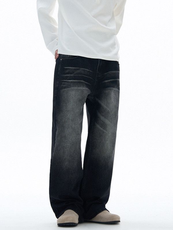 Japanese Brand Men's American street loose washed distressed black jeans Size US 32 / EU 48 - 2 Thumbnail