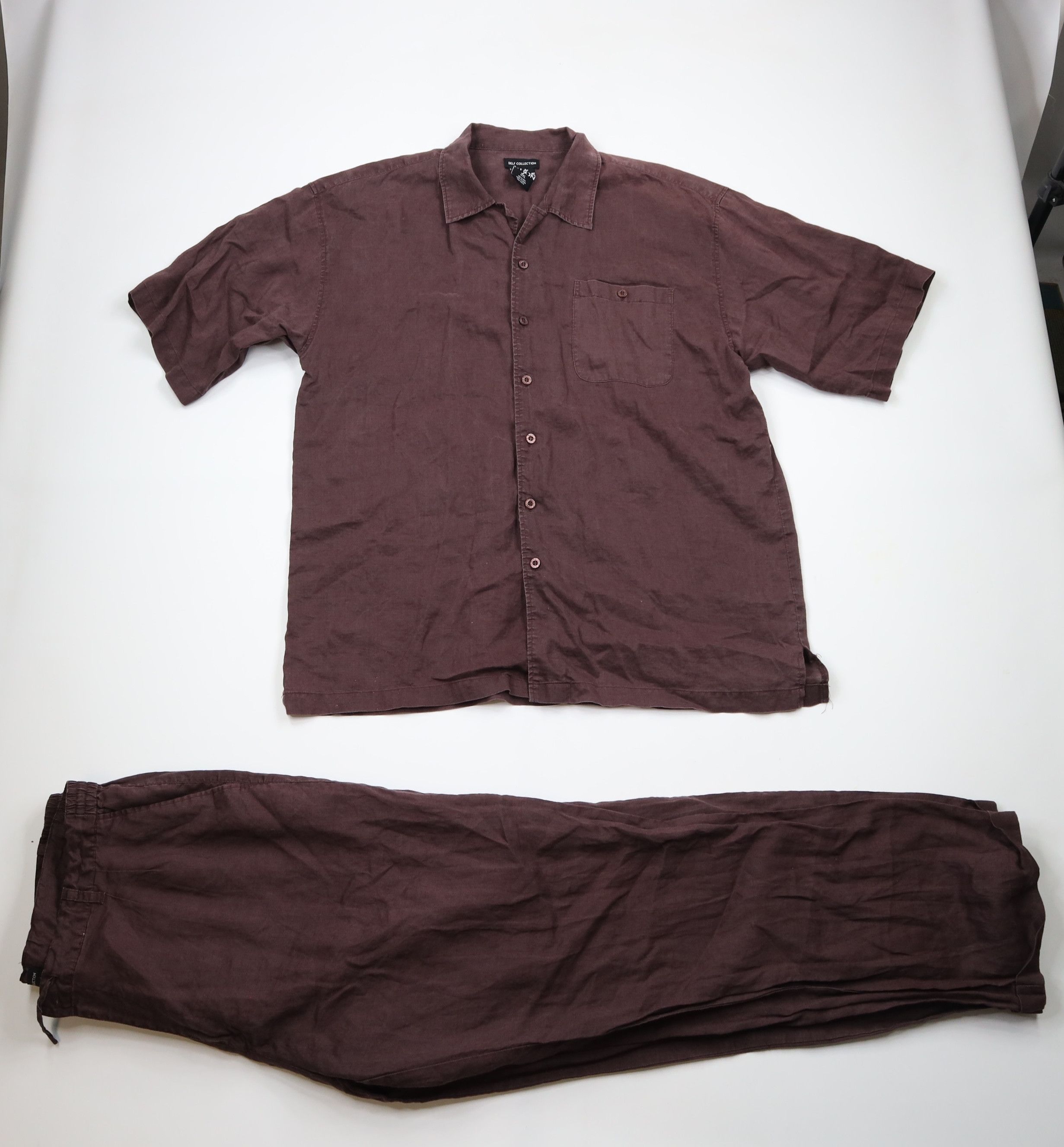 Vintage Vintage 90s Streetwear 2 Piece Linen Button Shirt Pants 3XL Size US XXL / EU 58 / 5 - 1 Thumbnail