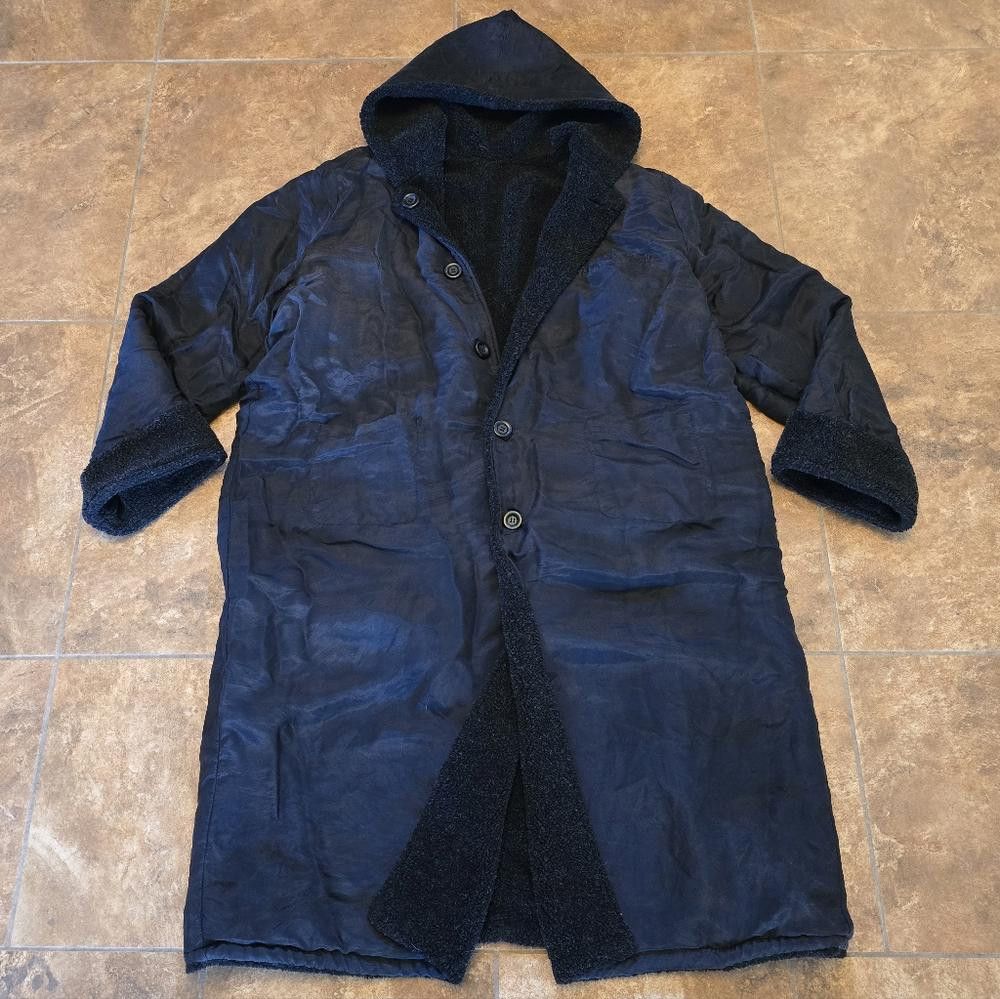 Designer Black Reversible Oversized Teddy Longline Coat Size XXL / US 16-18 / IT 52-54 - 1 Thumbnail