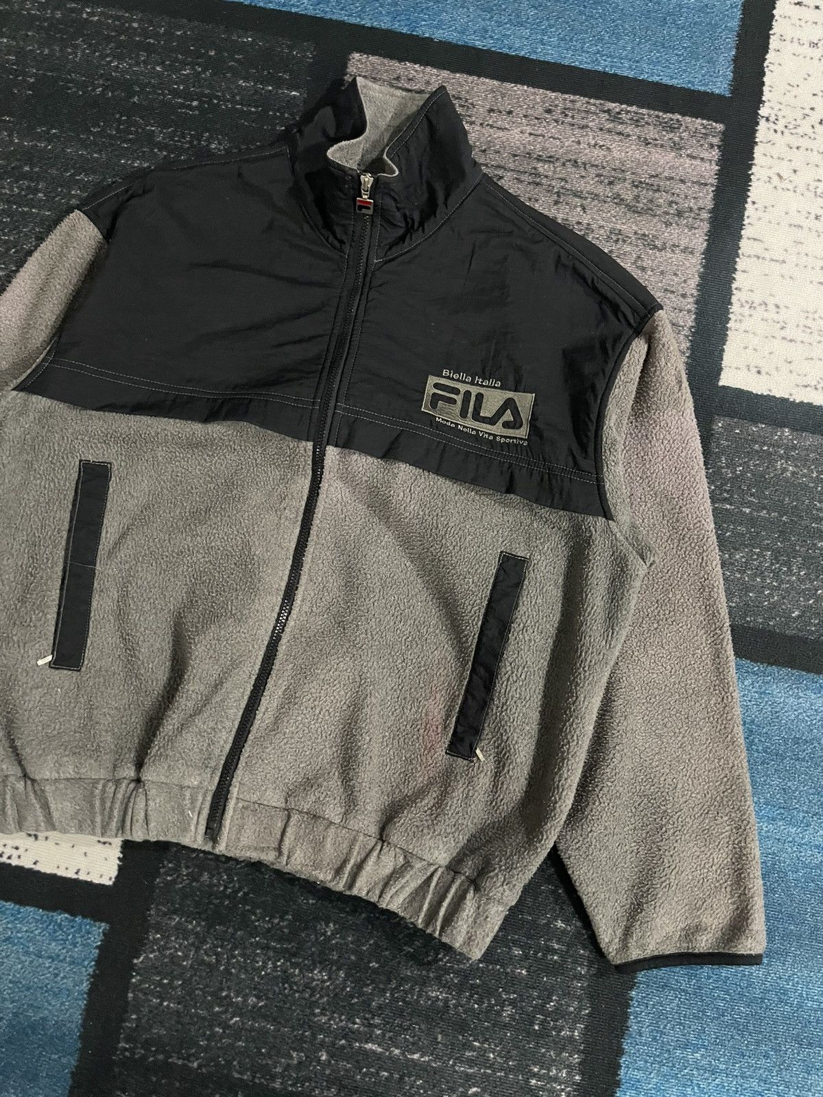 Fila × Vintage Vintage Fila Biella Italia Big Logo fleece Jacket Size US L / EU 52-54 / 3 - 3 Thumbnail