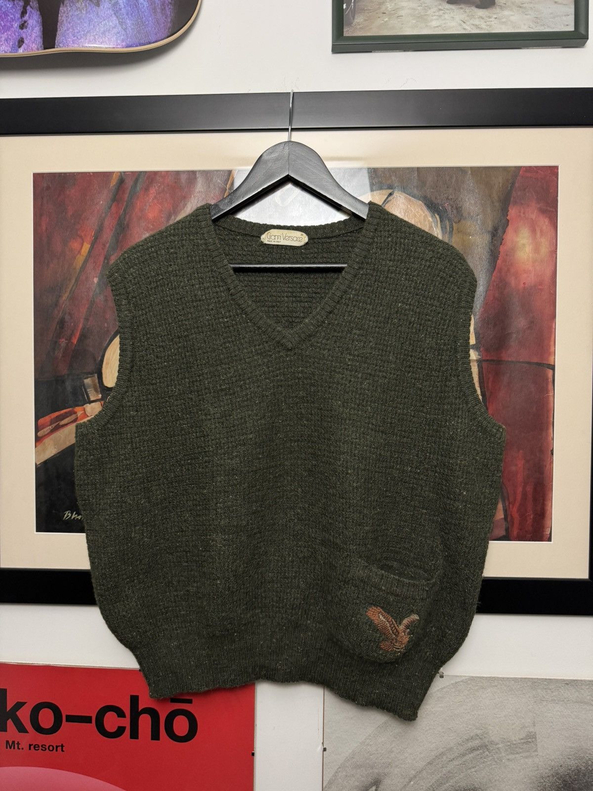 Versace Vintage 90s Gianni Versace Sweater Vest Designer Knit Bird Size US L / EU 52-54 / 3 - 1 Thumbnail