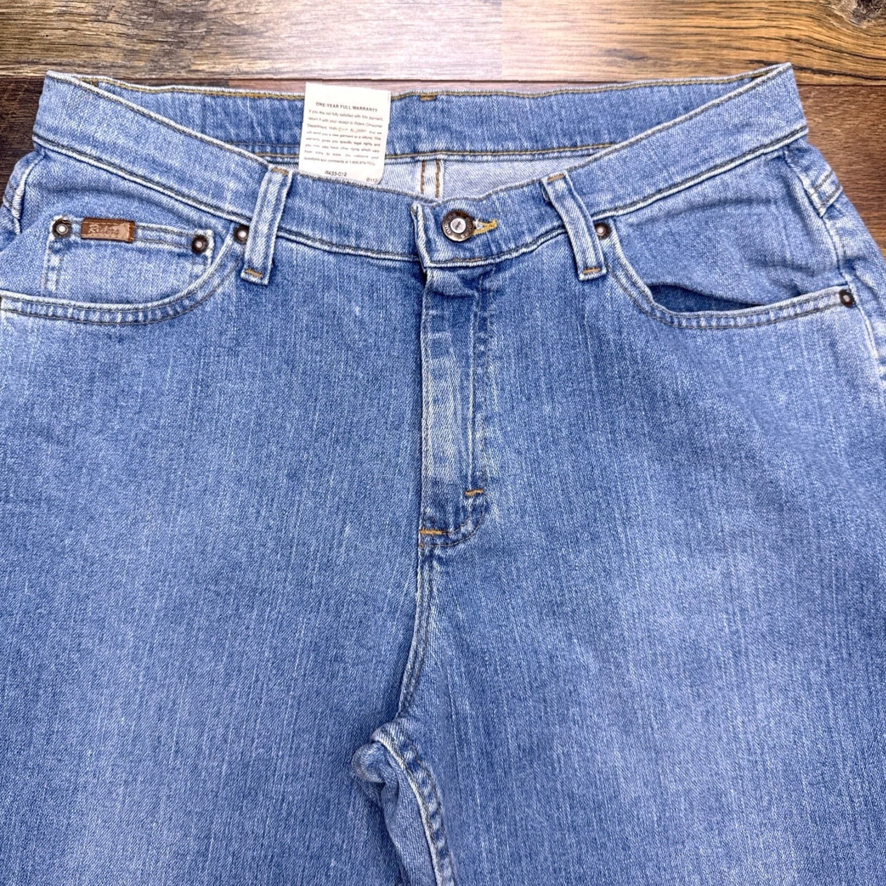 Vintage VINTAGE Riders Jeans 14 Petite Mid Rise Stretch 26.5in Inseam Denim Blue 5-Pocket 3 Button Zip Cotton Spandex Women Size 36" / US 14 / IT 50 - 4 Thumbnail