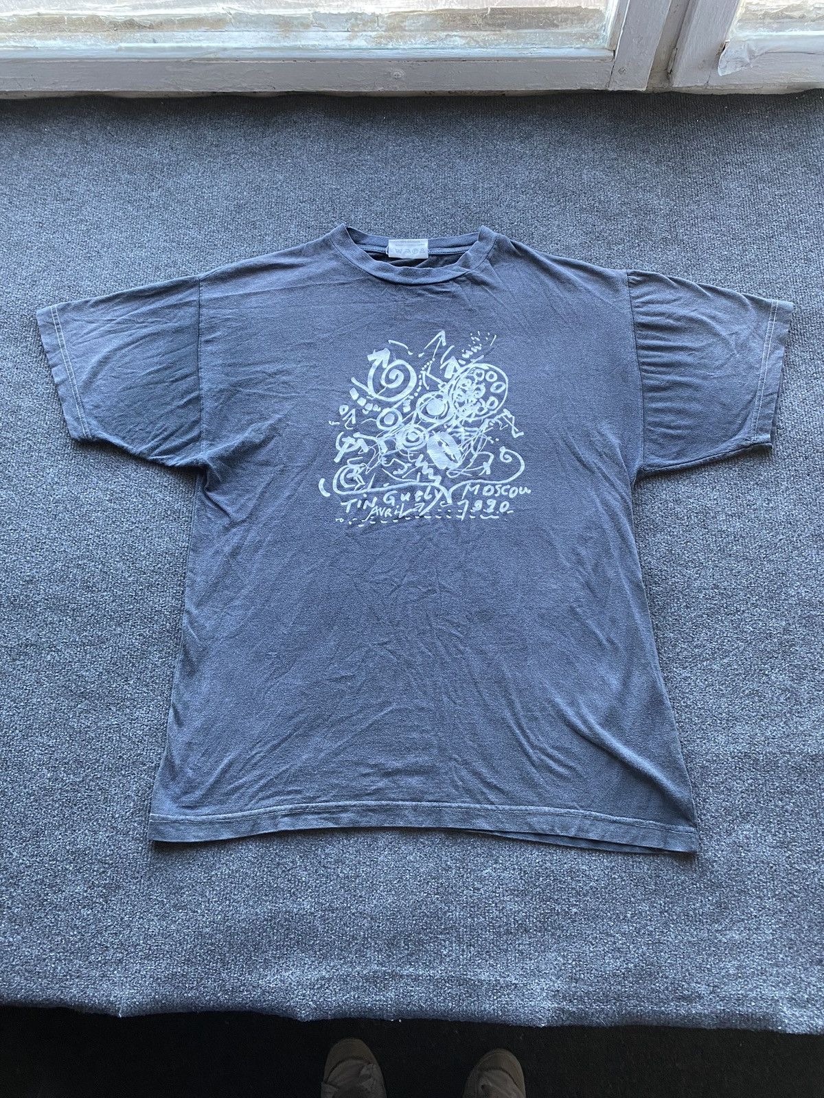 Vintage 🔥1990 Art Jean Tinguely Design Unique Tee faded black Xl Size US XL / EU 56 / 4 - 1 Thumbnail