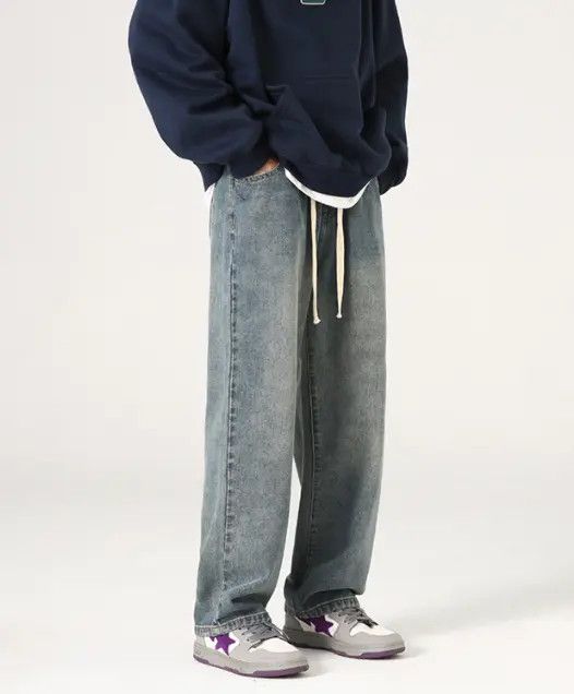 VIBE Japanese retro washed distressed loose straight jeans Size US 32 / EU 48 - 8 Thumbnail