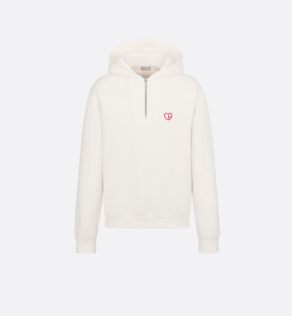 Dior o1w1db10625 CD Heart Relaxed-Fit Hoodie in White Size US M / EU 48-50 / 2 - 1 Thumbnail