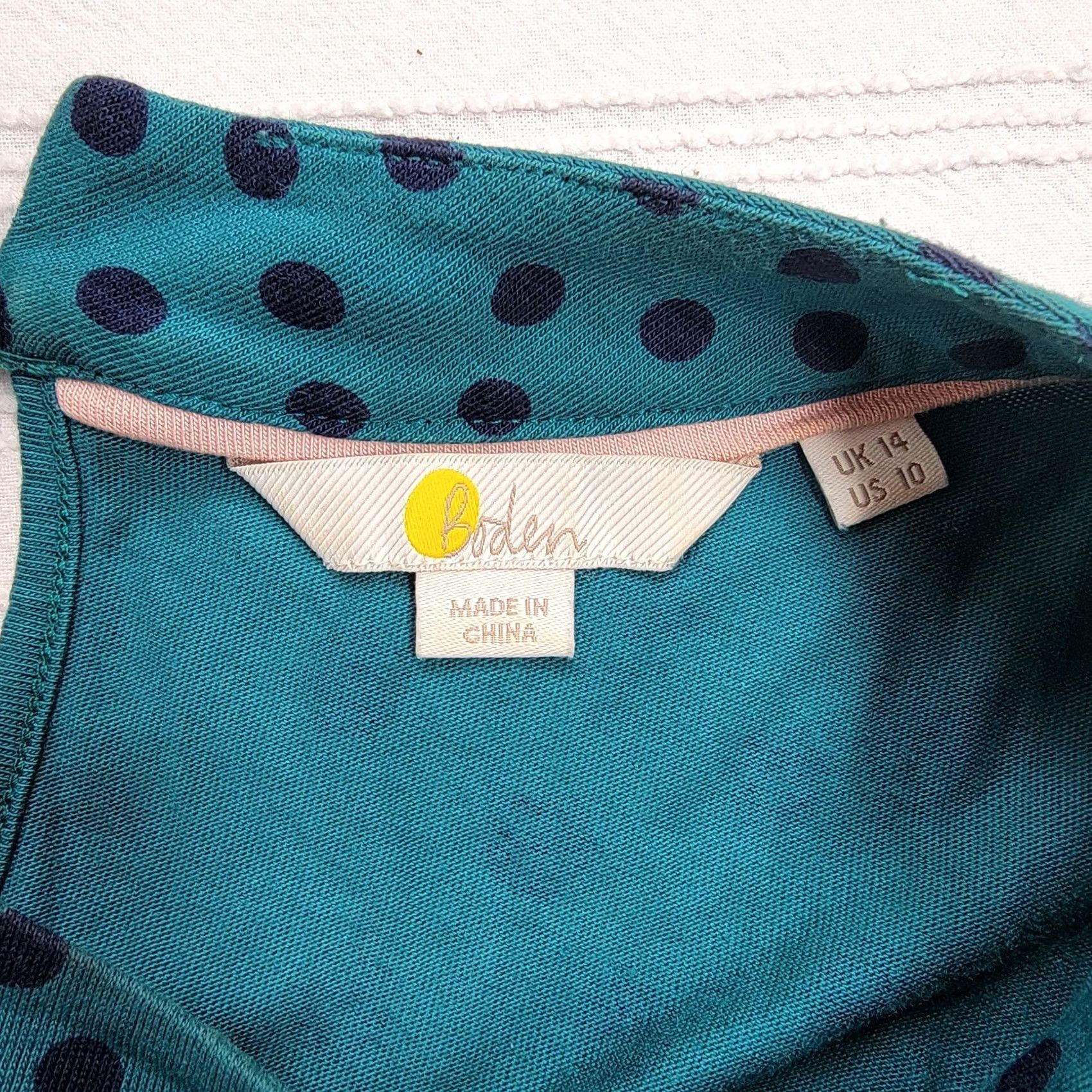 Boden Boden Blouse Top 10 Teal Blue Polka Dots Knit 3/4 Sleeve Round Neck Womens Shirt Size L / US 10 / IT 46 - 3 Thumbnail