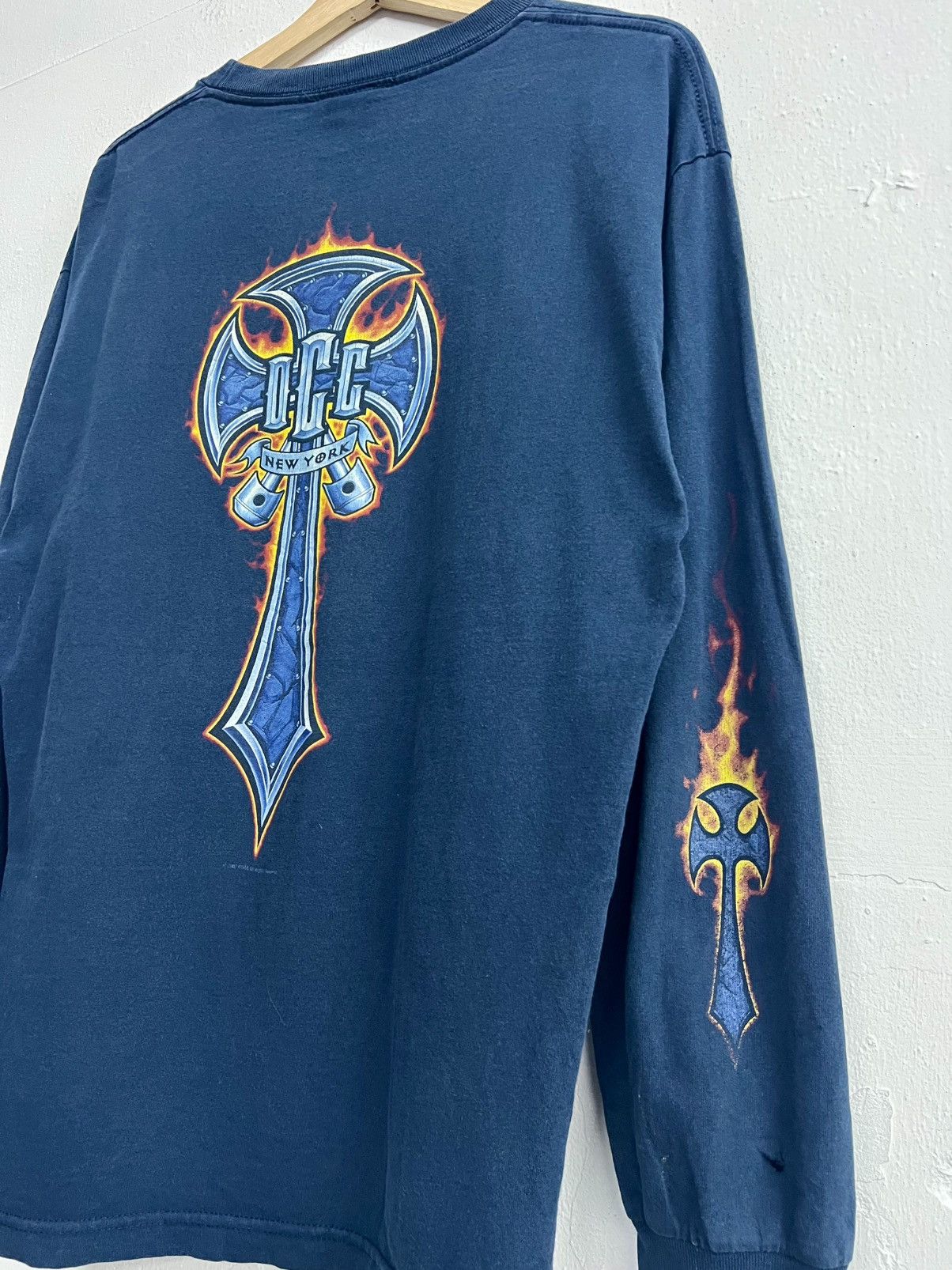 Harley Davidson × Vintage Vintage Y2K Orange County Choppers Cross Flame Longsleeve Size US L / EU 52-54 / 3 - 14 Thumbnail