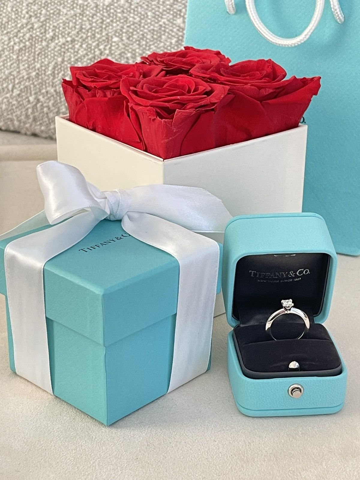 Tiffany & Co. Tiffany & Co. Platinum .31 Princess Cut Diamond Ring 4 $2880 Size ONE SIZE - 4 Thumbnail