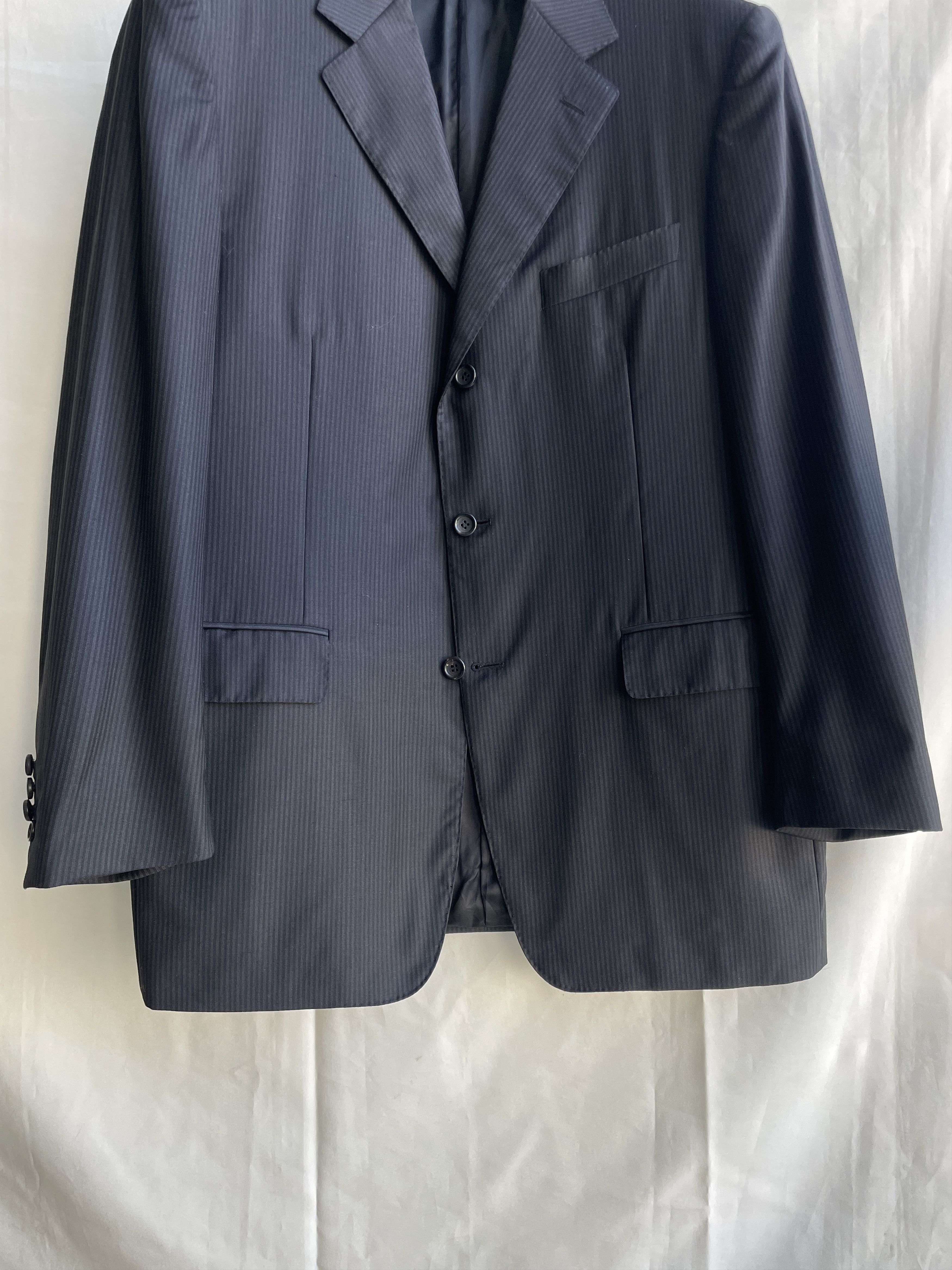 Canali Canali Striped Black/Navy Wool Suit Jacket Blazer Size 42R - 6 Thumbnail