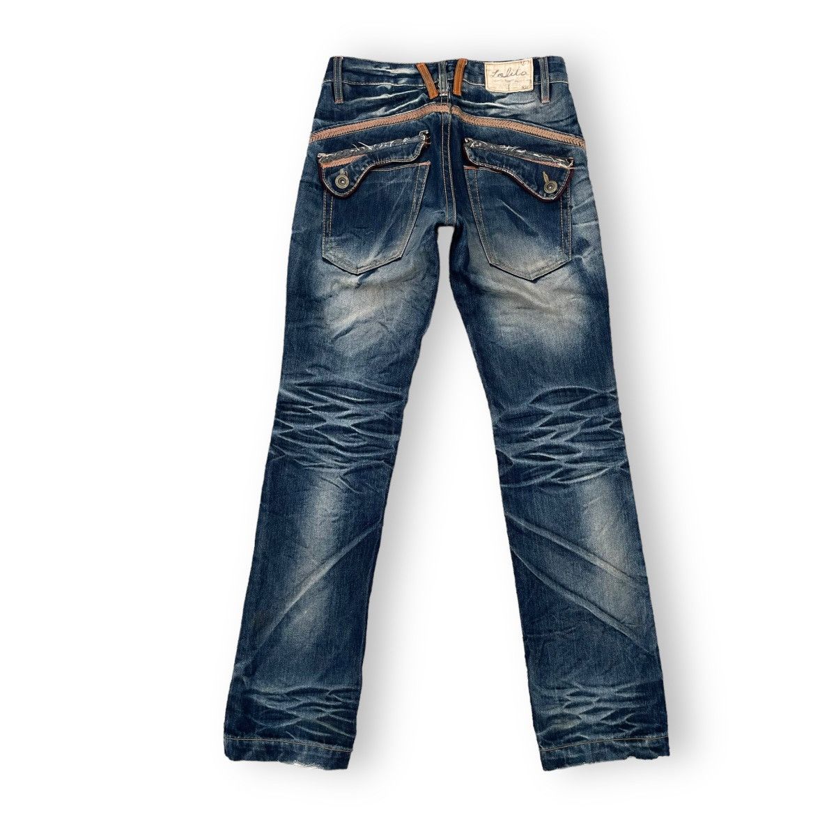If Six Was Nine 🇯🇵 VINTAGE LOLITA BY CONCERT CLUB WASHED DENIM PANTS Size 29" - 2 Thumbnail